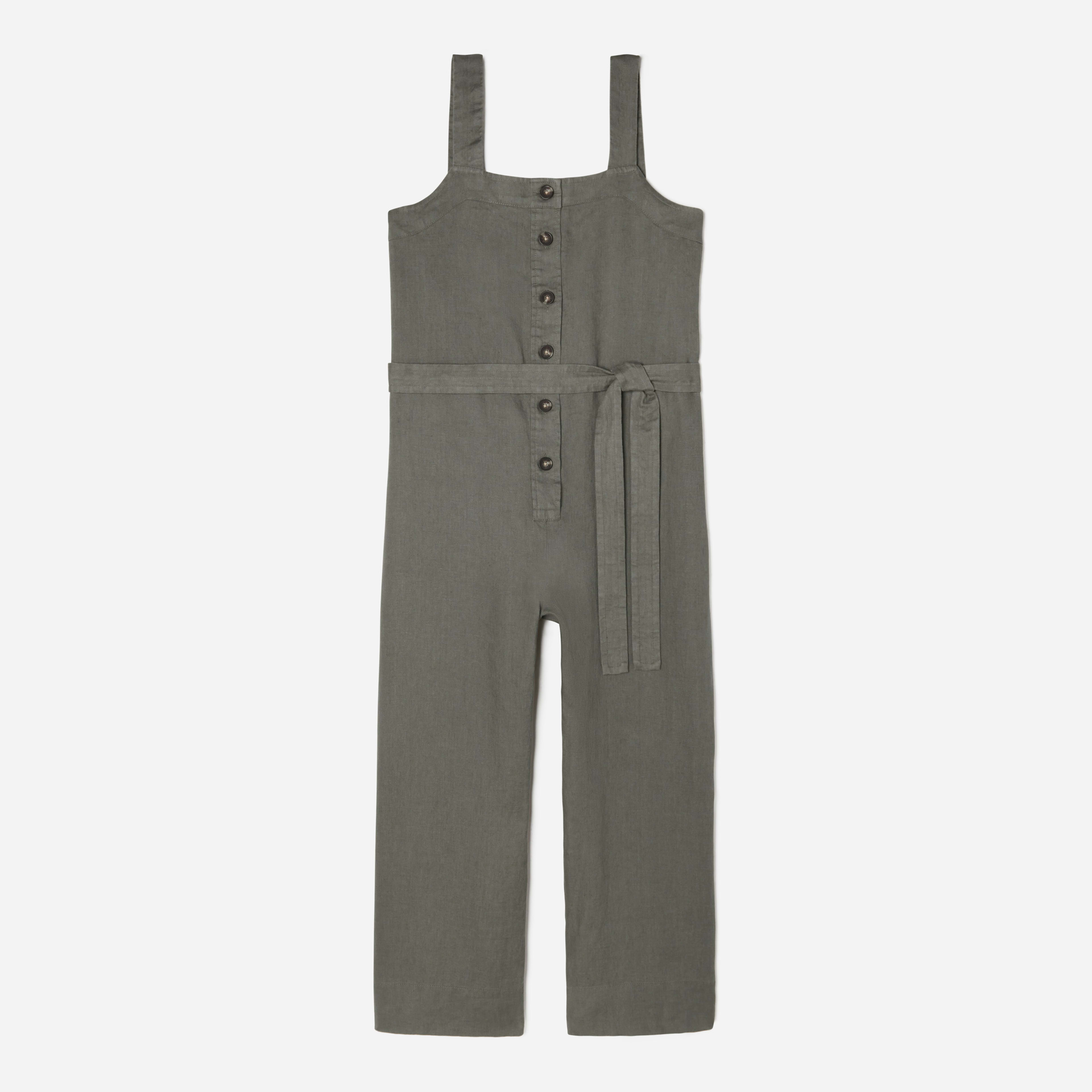 The Linen Picnic Jumpsuit Pewter Green Everlane