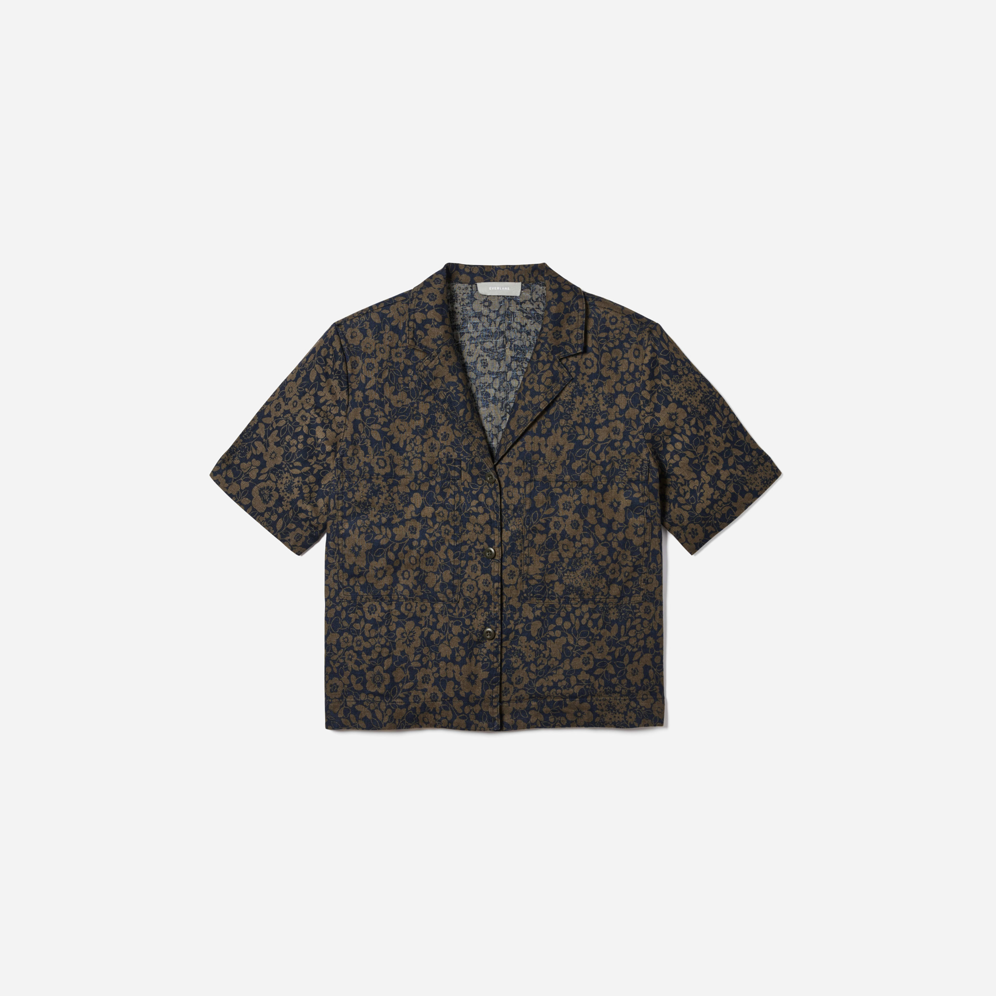 The Linen Workwear Shirt Midnight Floral – Everlane