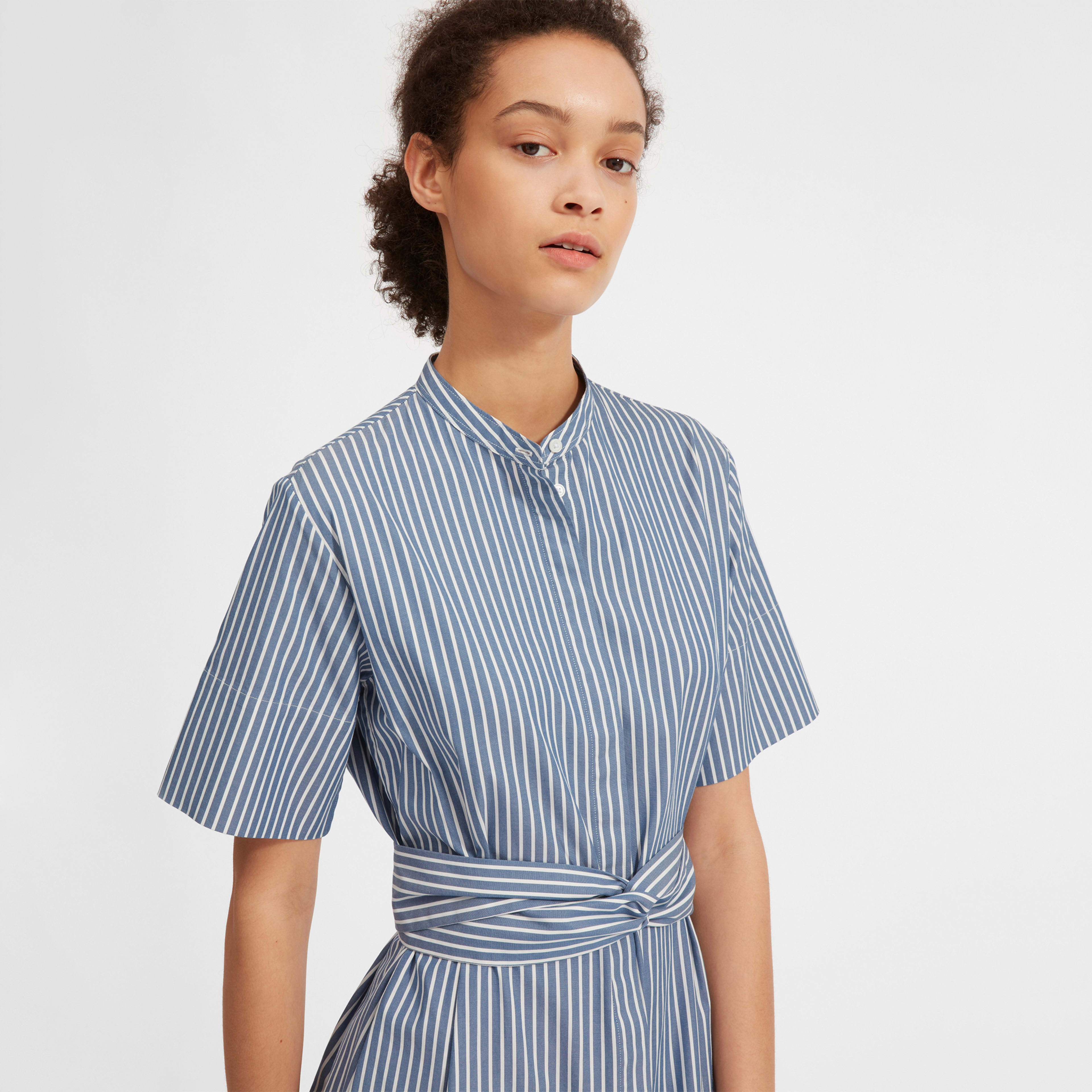 Everlane cotton collarless belted shirt dress clearance
