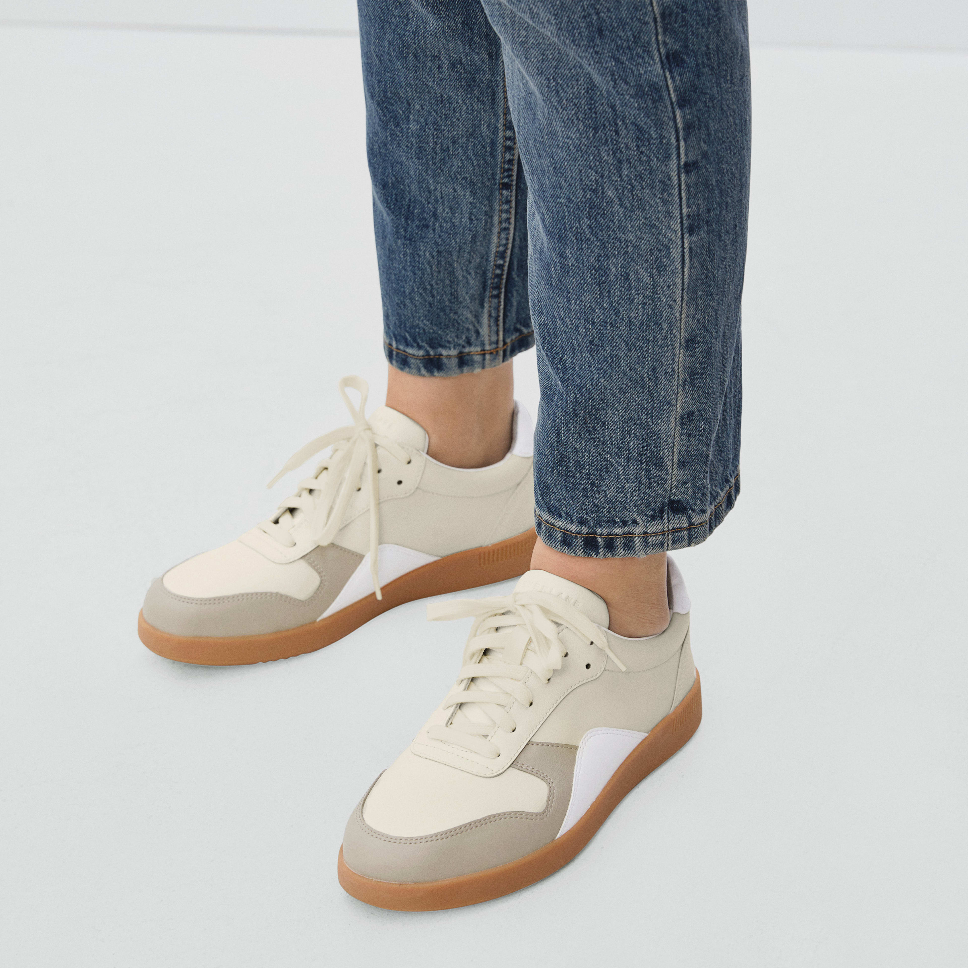 The ReLeather Court Sneaker Off White / Light Grey Everlane