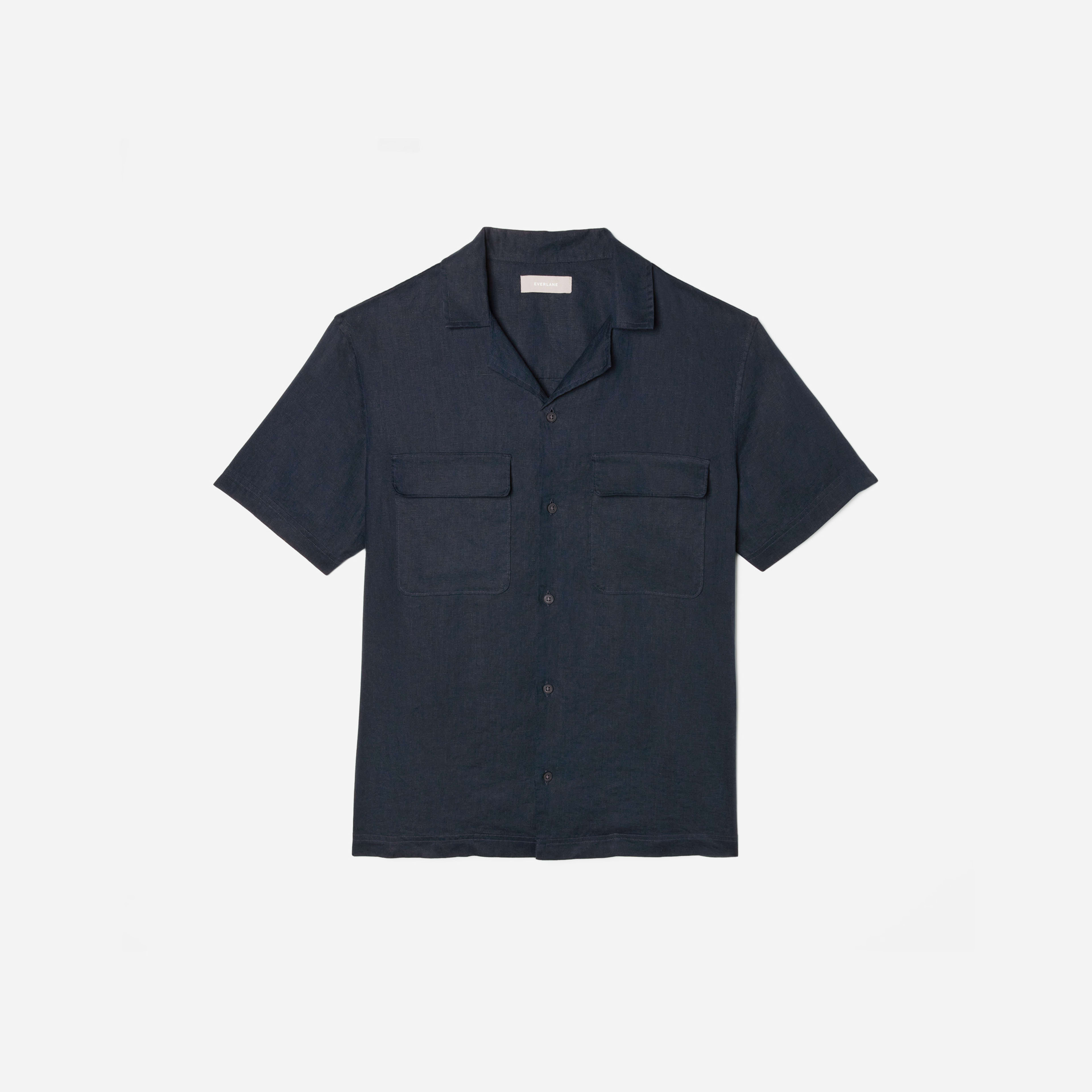 The Linen Camp Shirt Navy Everlane