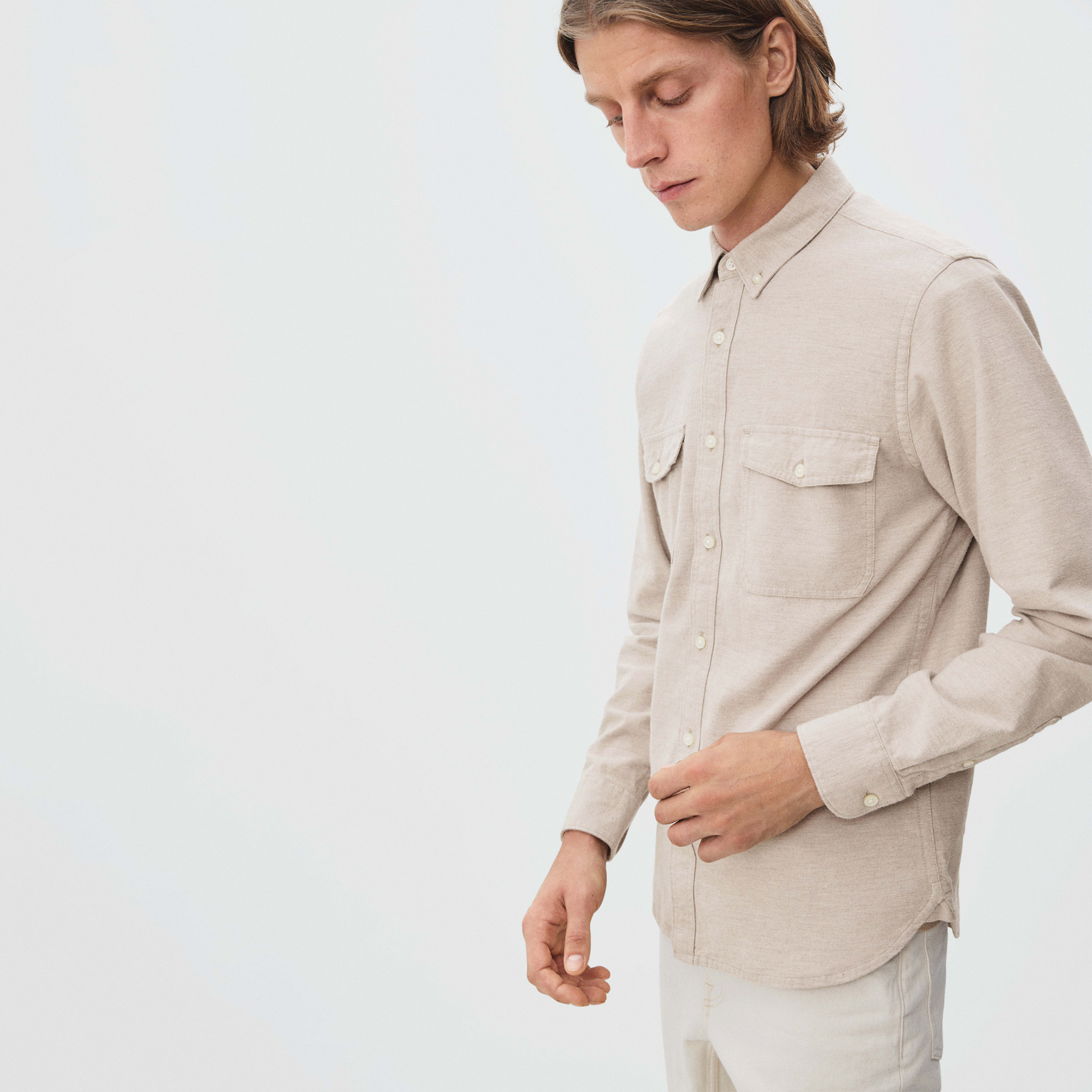The Brushed Flannel Shirt Heathered Canvas – Everlane