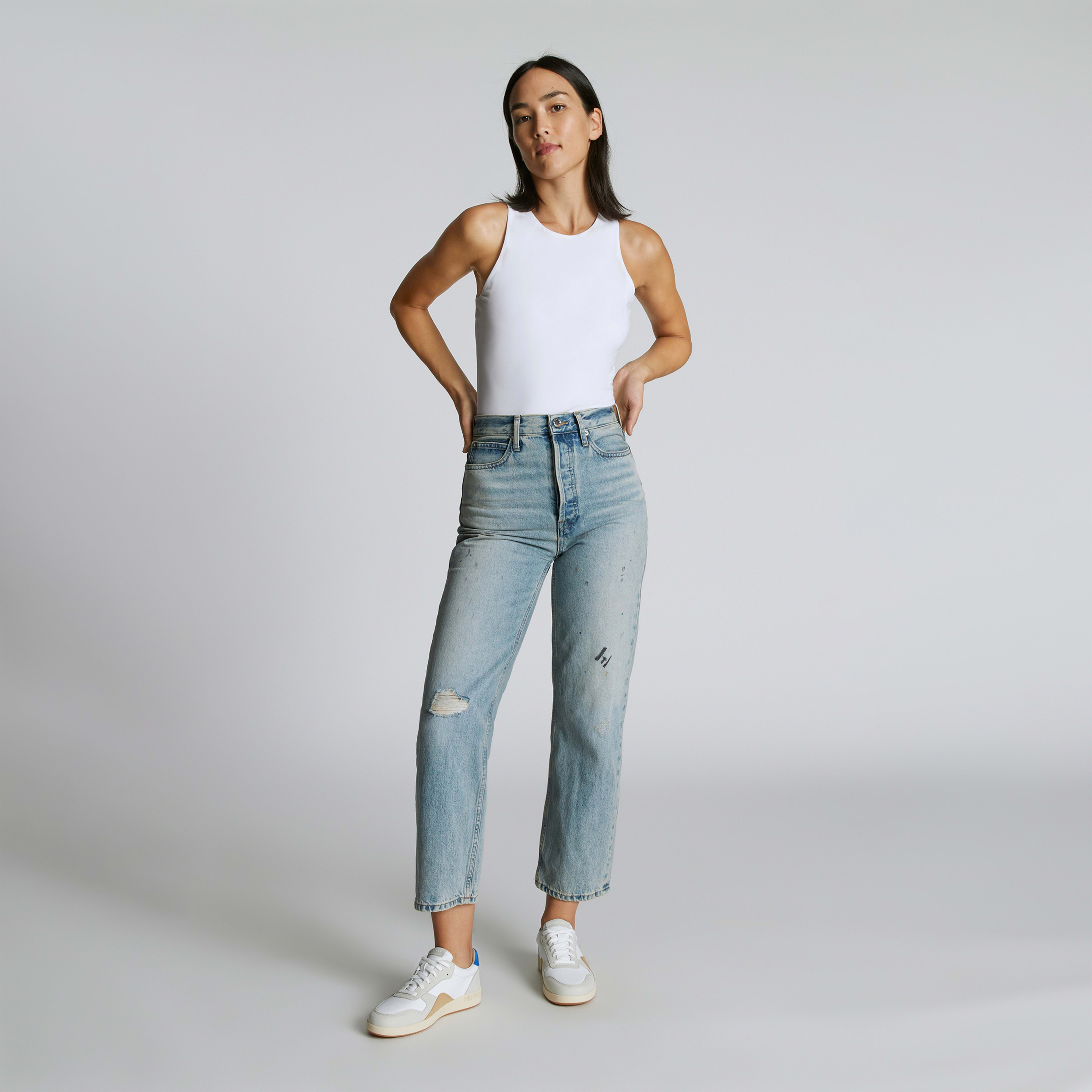 The Cutaway Tank Bodysuit White Everlane