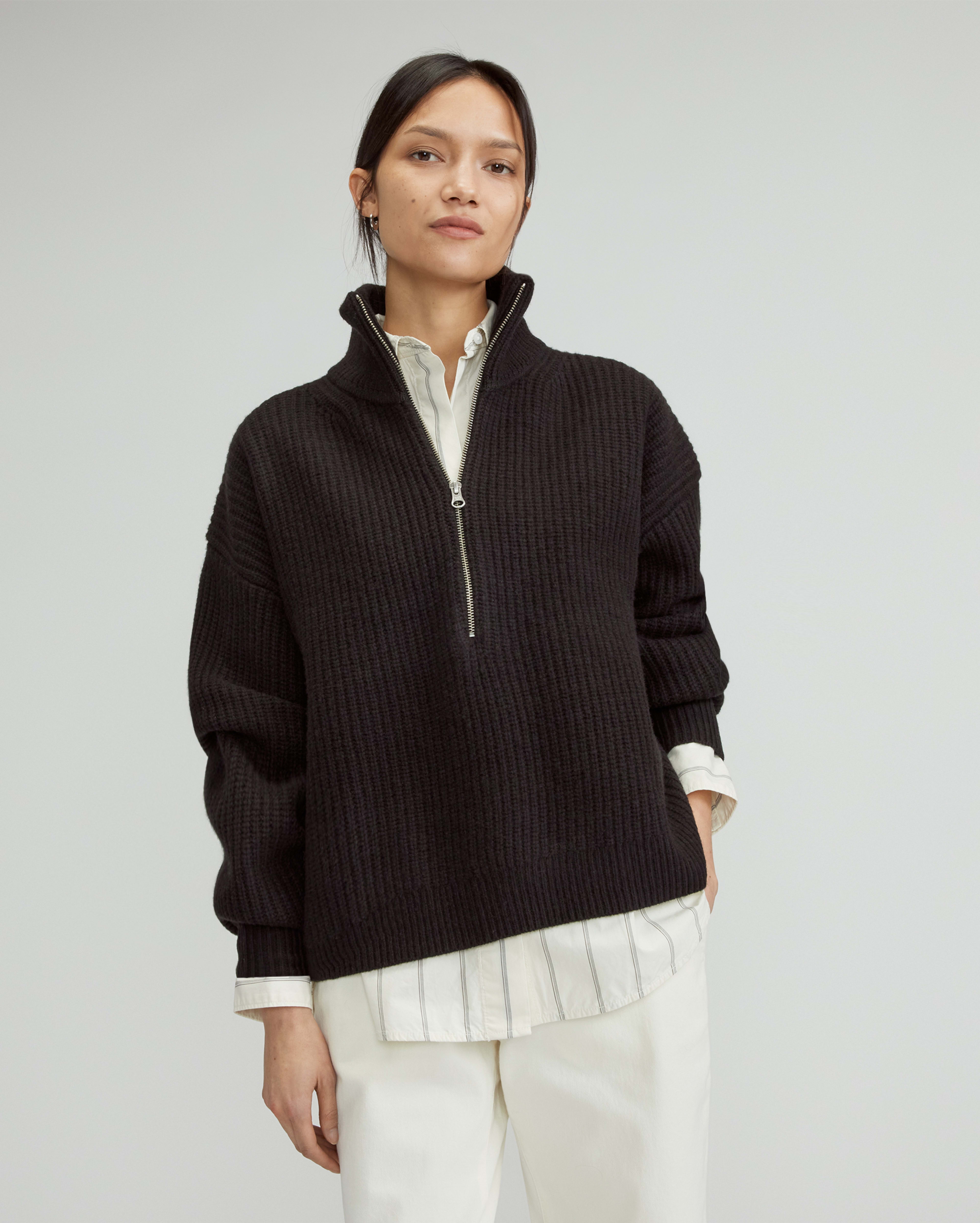 Image of The Felted Merino Half-Zip Sweater