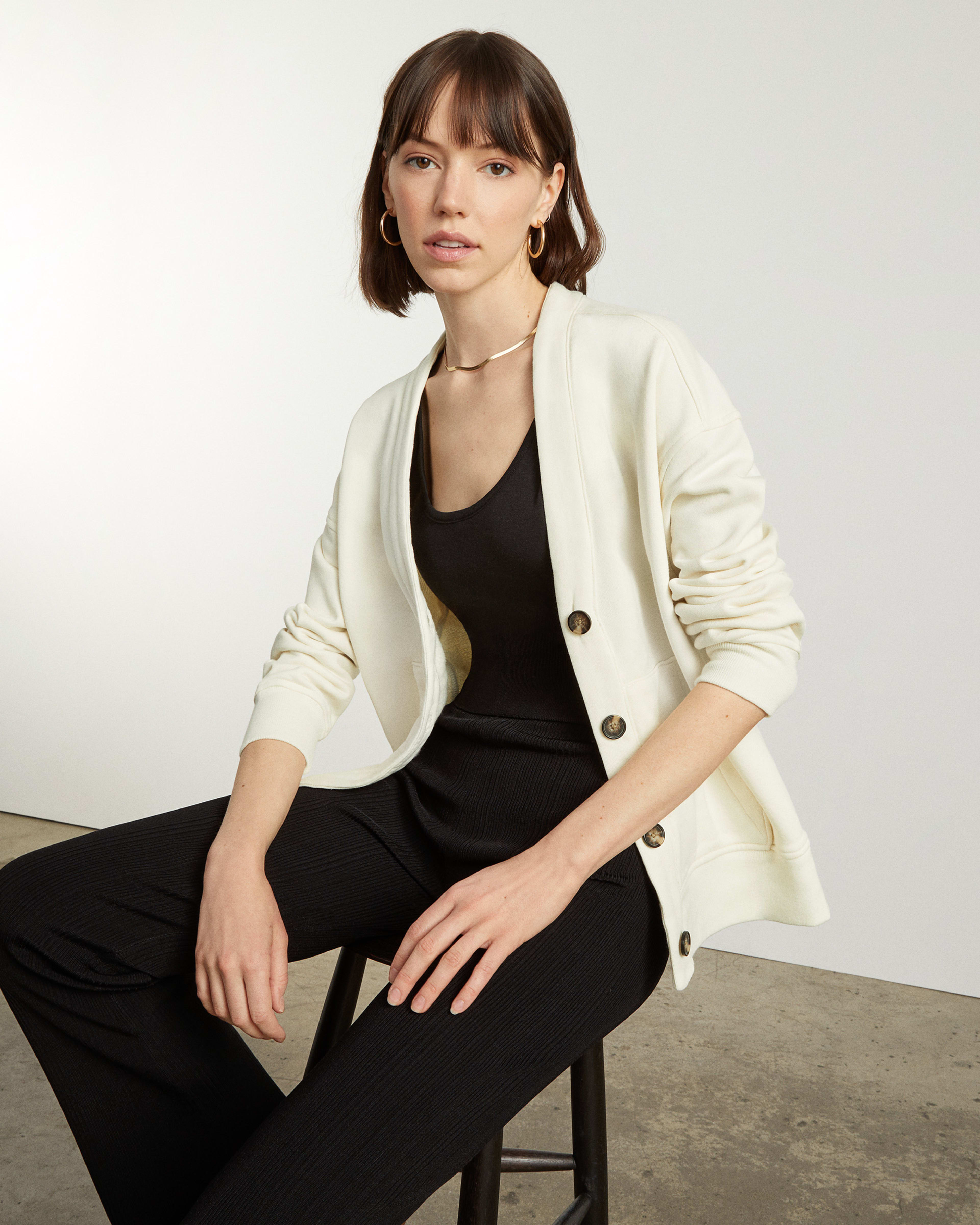 The Organic Cotton Varsity Cardigan Canvas Everlane