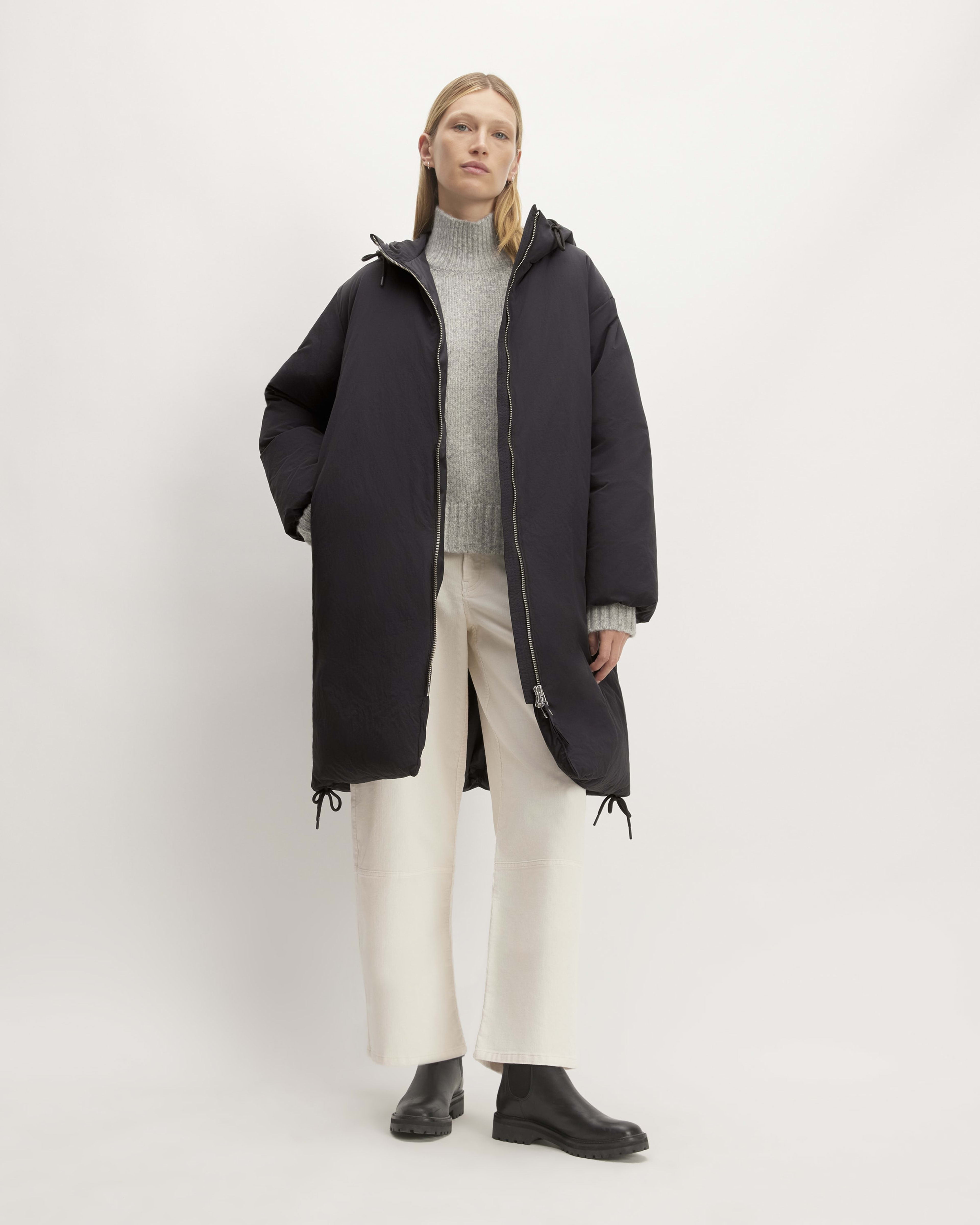 Long black puffa coats shop