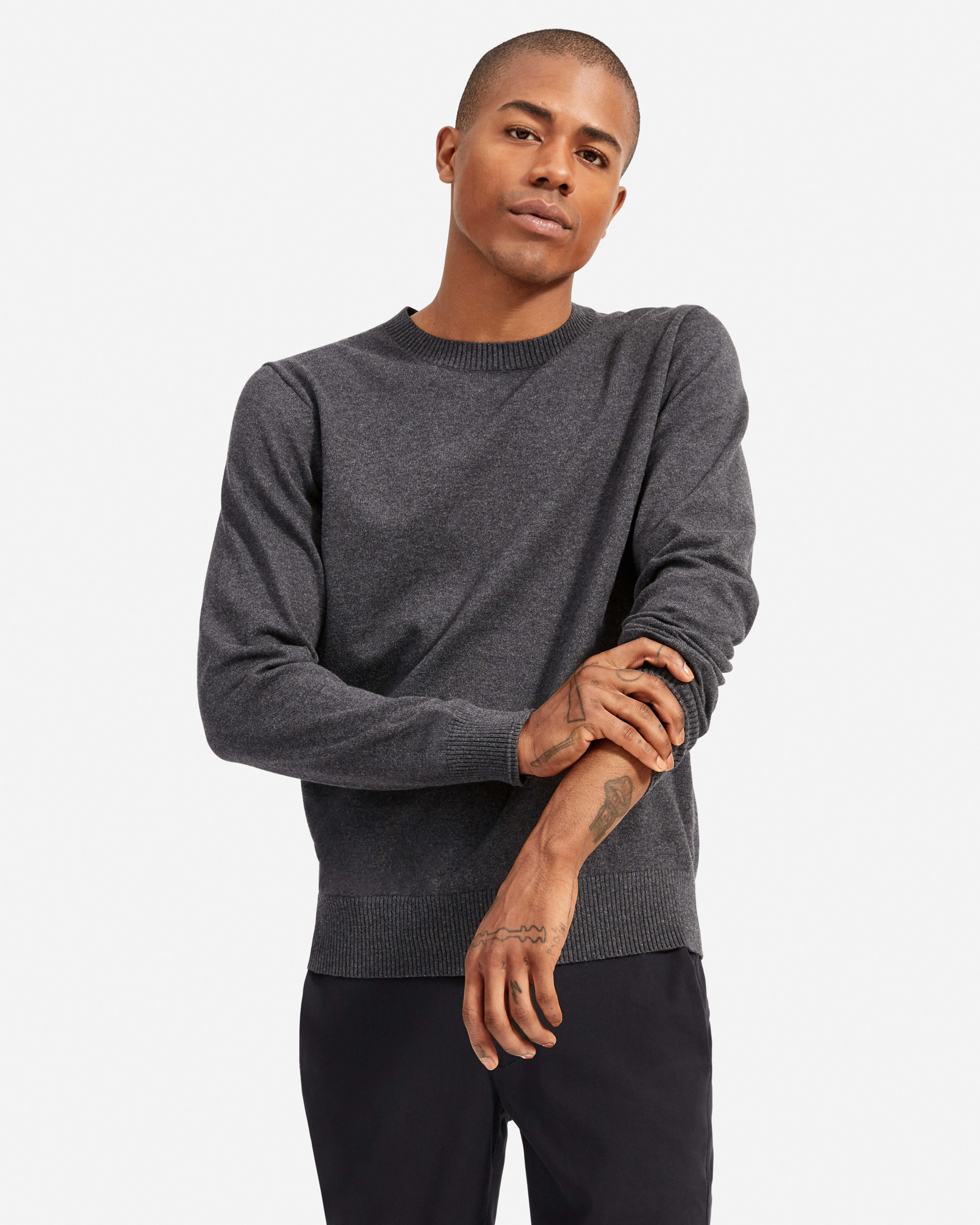 The No-Sweat Sweater  Uniform Heathered Ash – Everlane