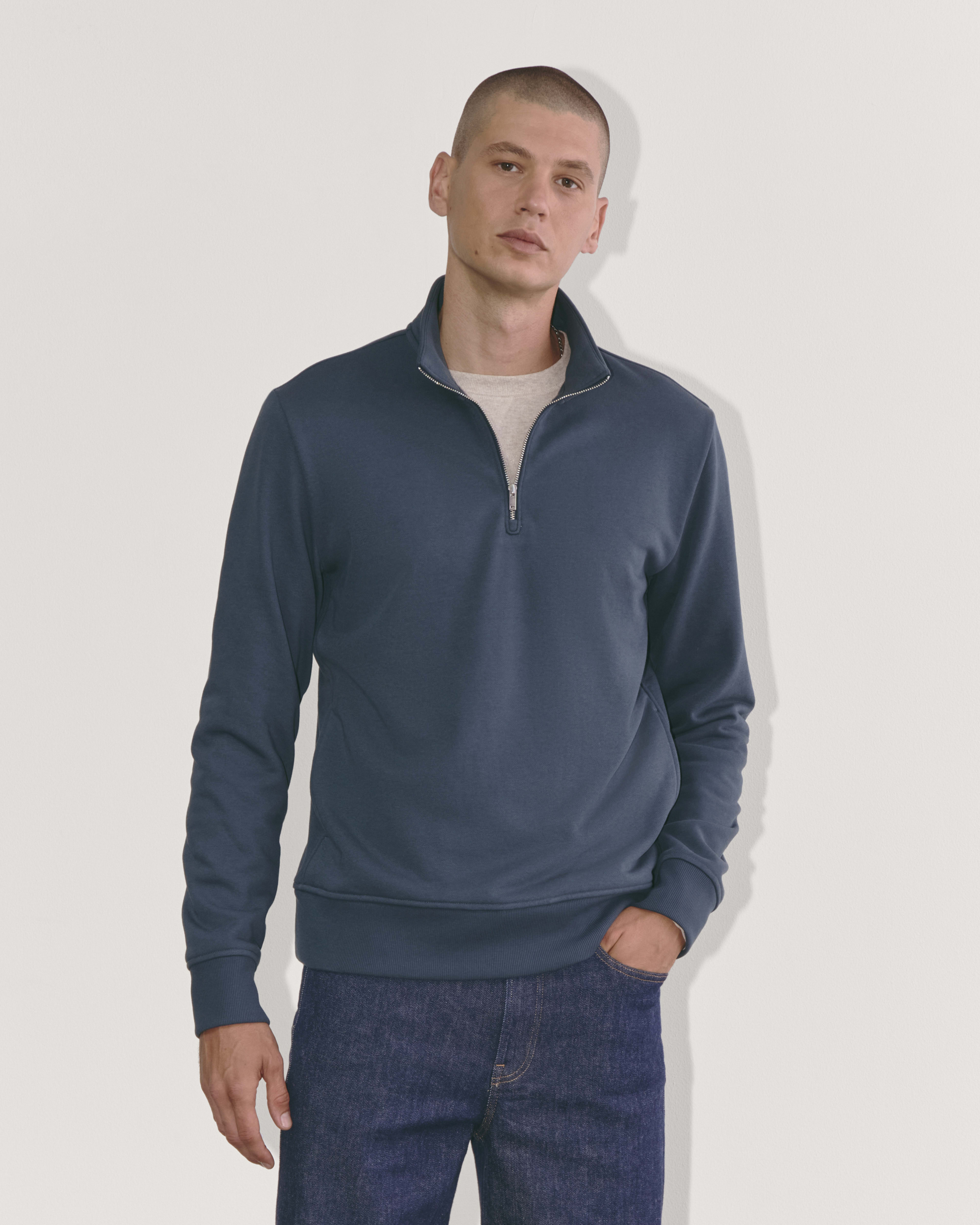 The ReNew Fleece Pullover Navy Everlane