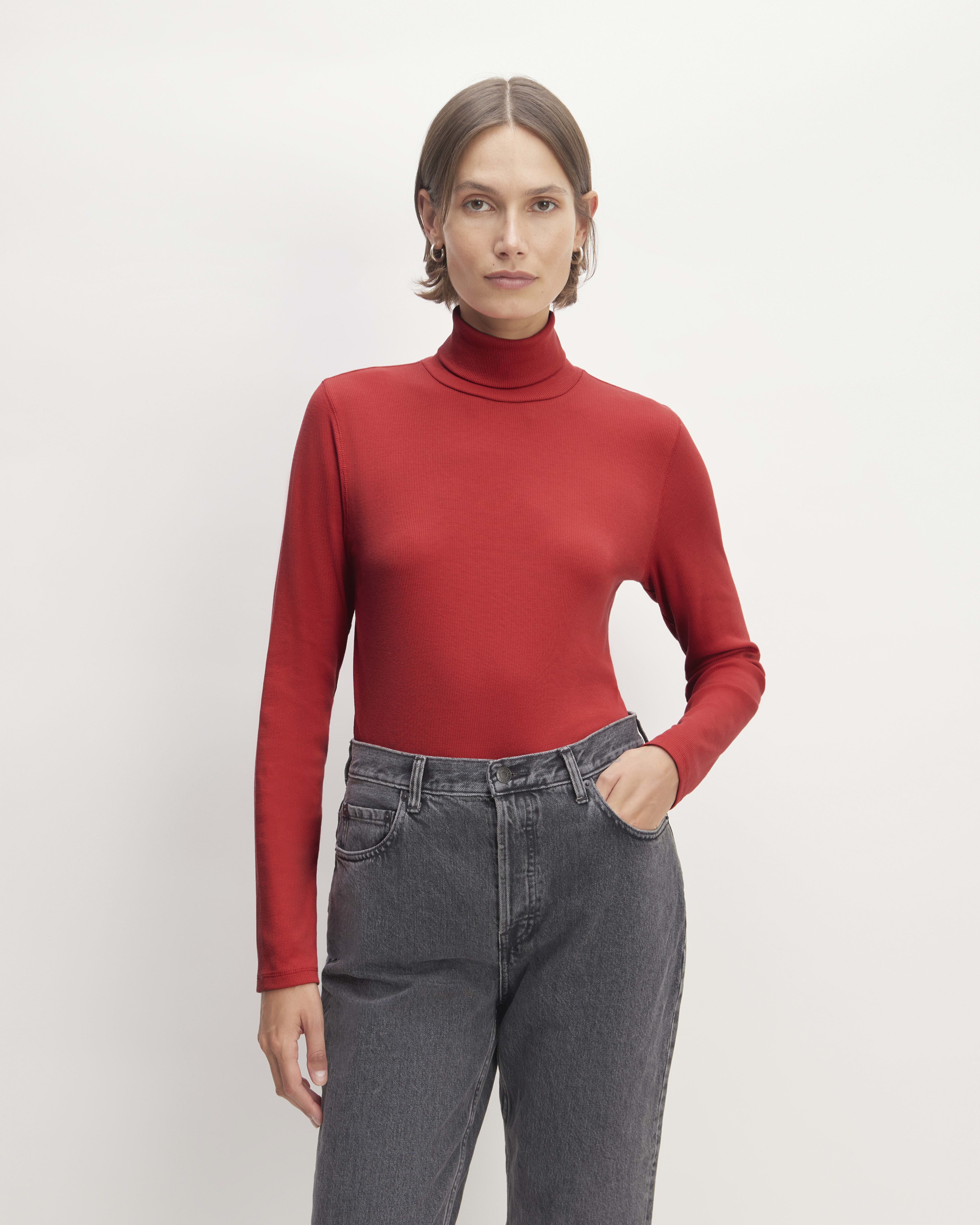 The Supima® Micro-Rib Turtleneck Haute Red – Everlane