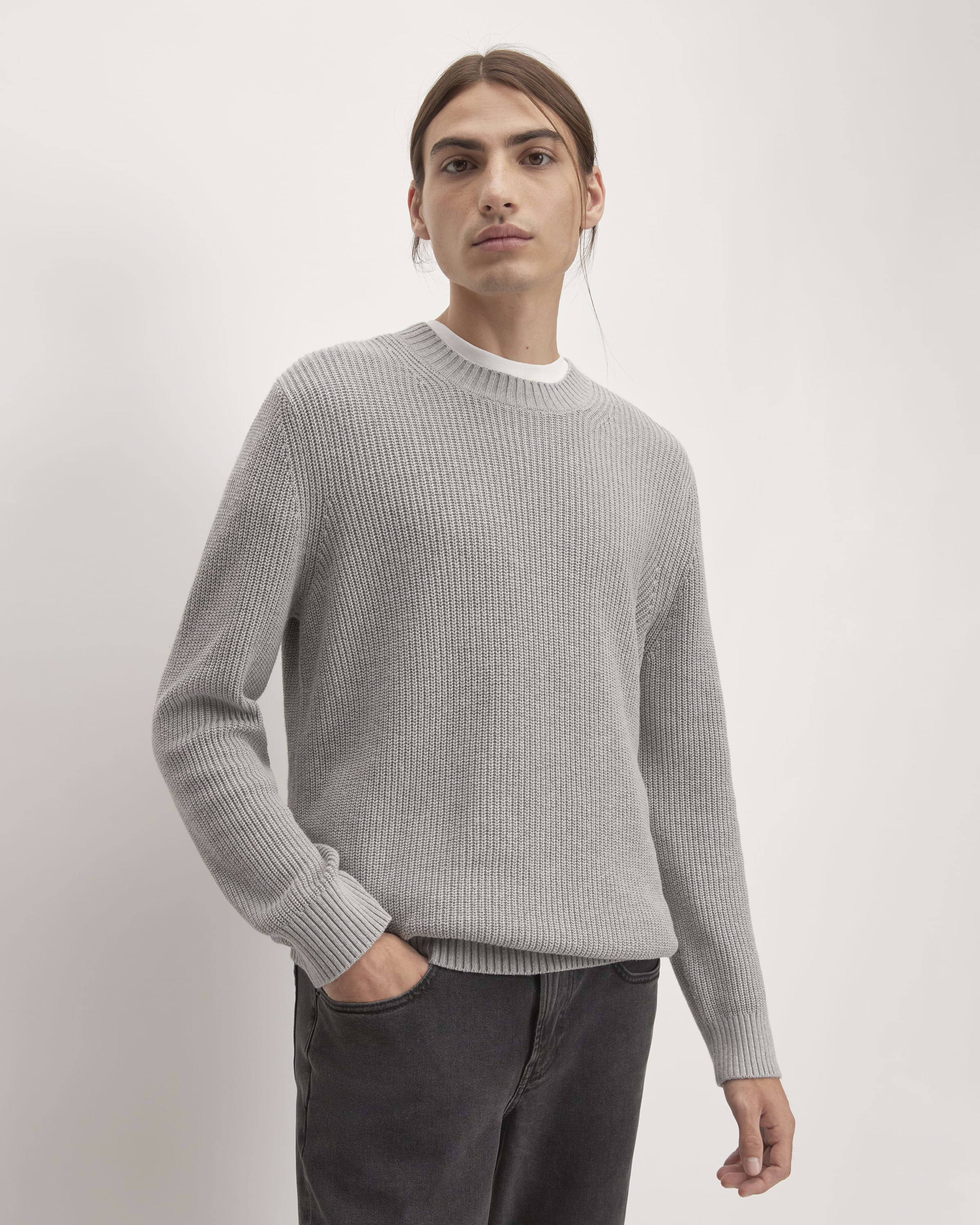 The No-Sweat Sweater  Uniform Heathered Ash – Everlane