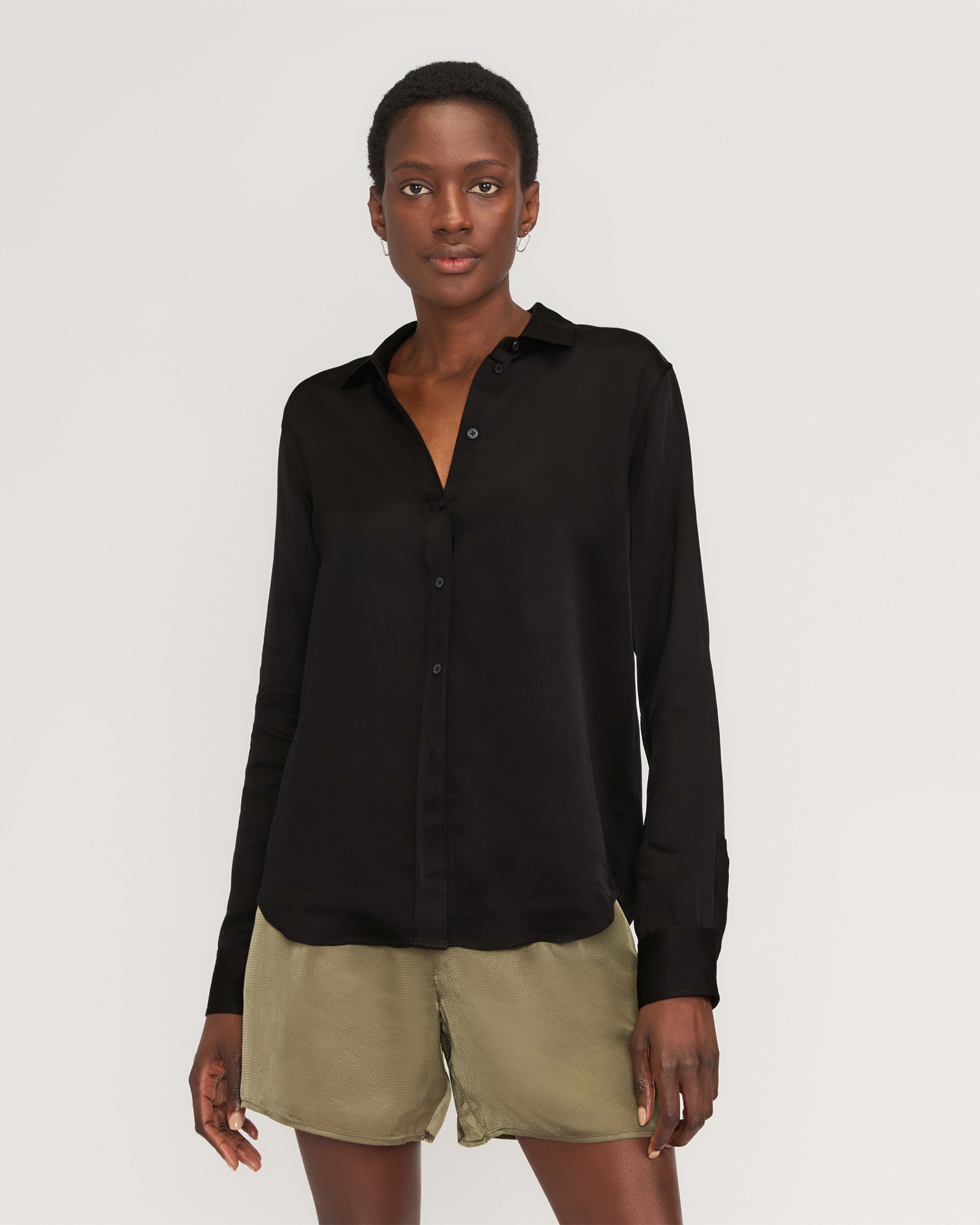 Black store button blouse