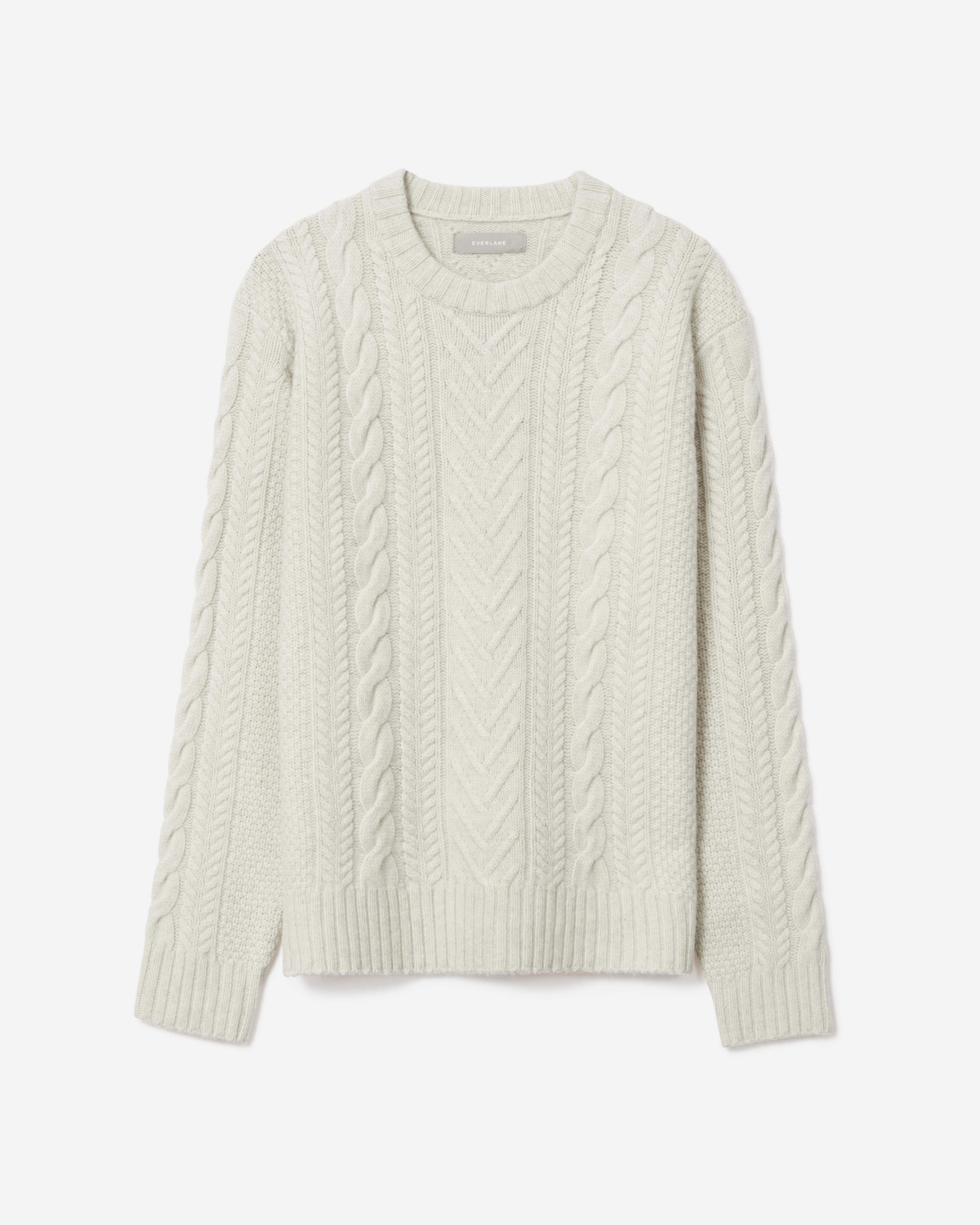 The Felted Merino Cable-Knit Crew Heathered Oat – Everlane