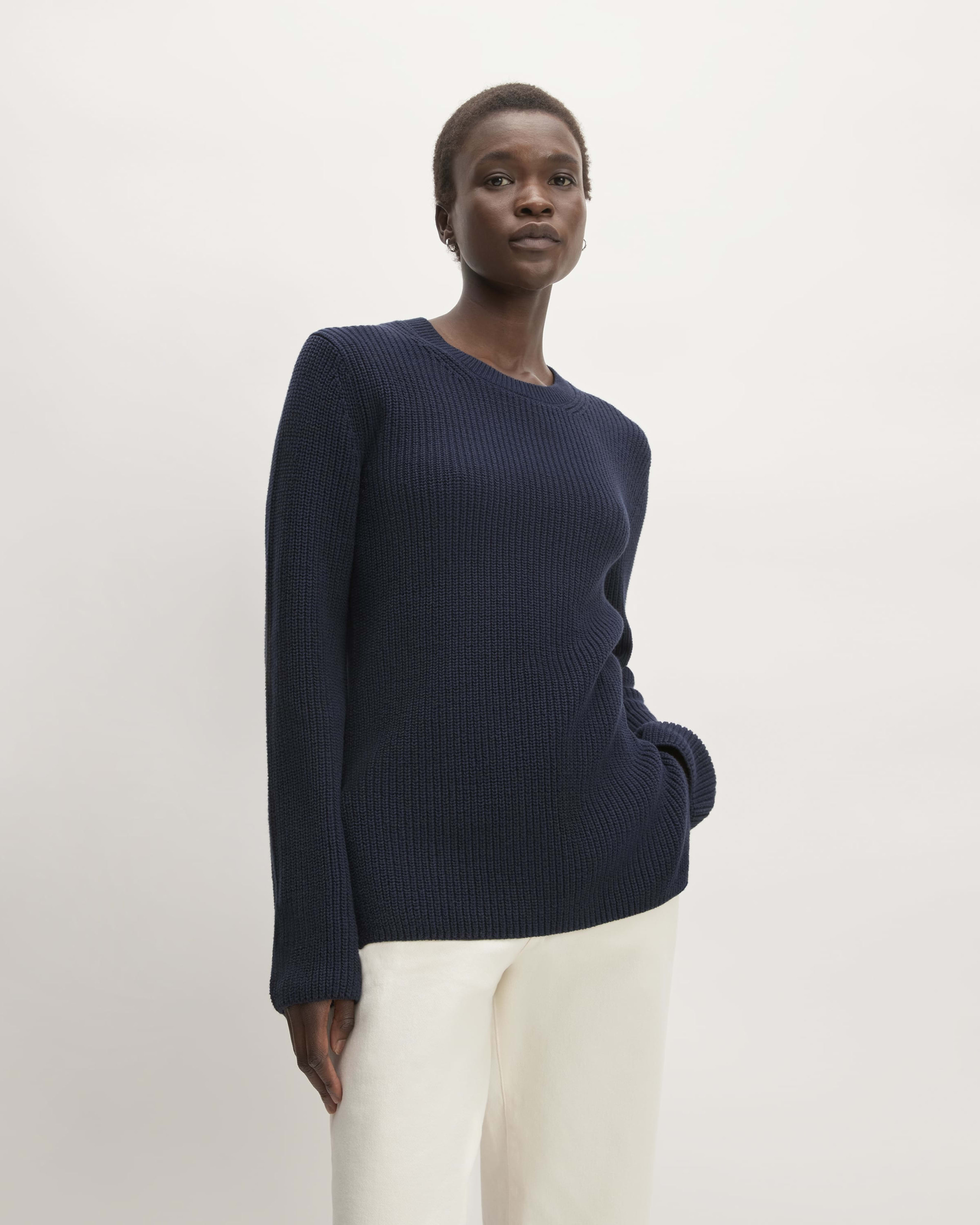 The Organic Cotton Crew Sweater Navy – Everlane