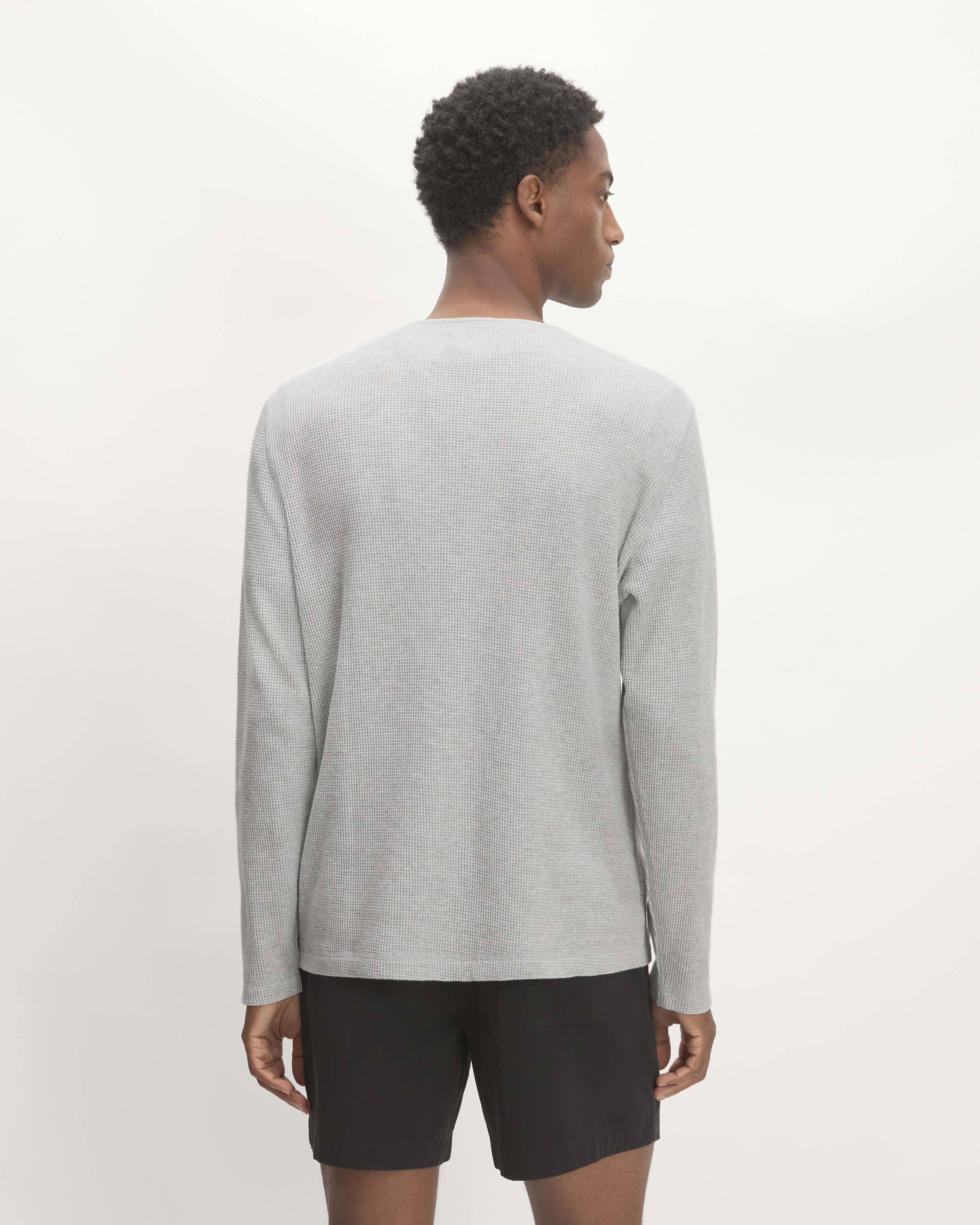 The Waffle Long-Sleeve Henley Light Grey Donegal – Everlane