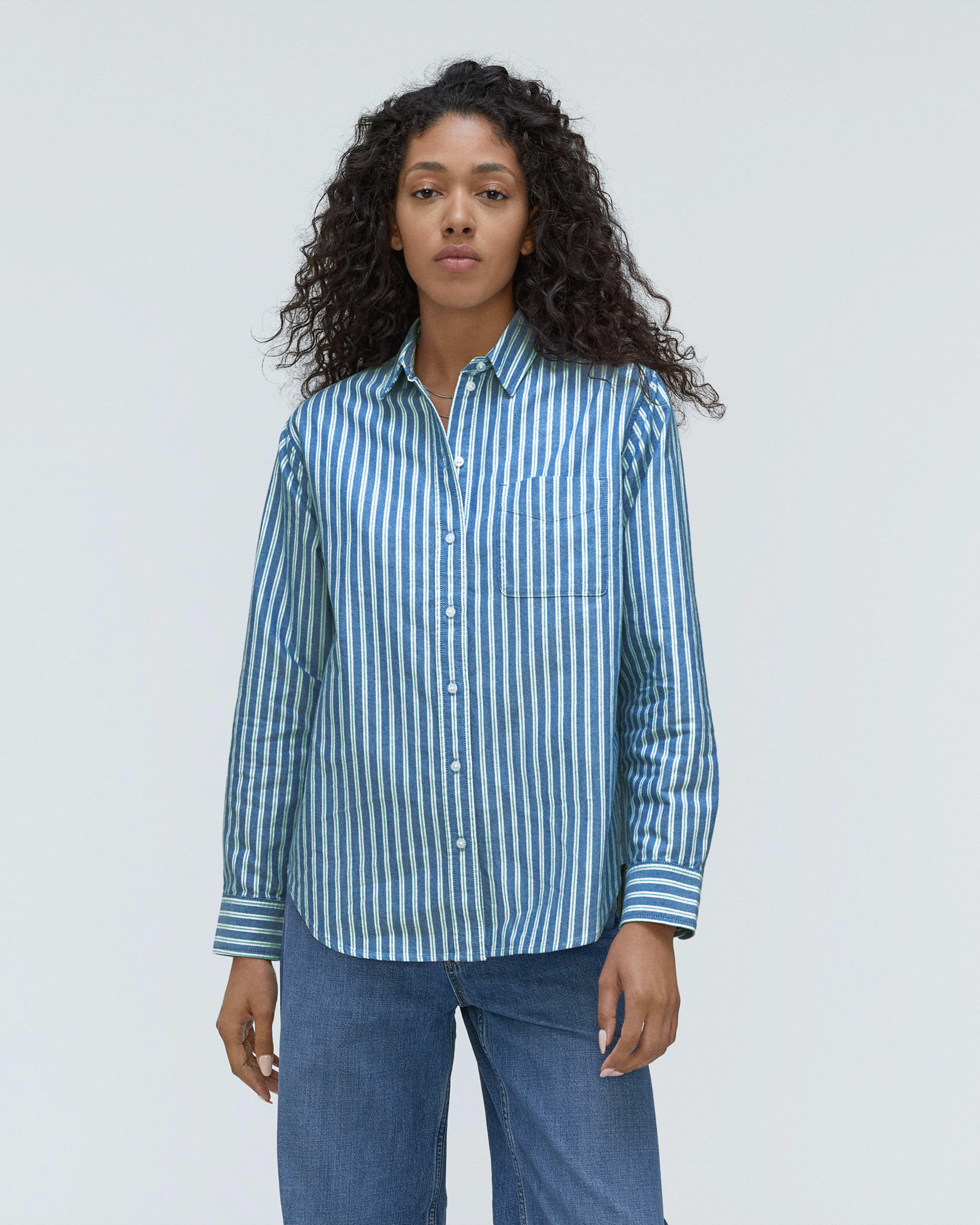 The Relaxed Oxford Shirt Lapis Blue / Bright Jade / Optic White – Everlane