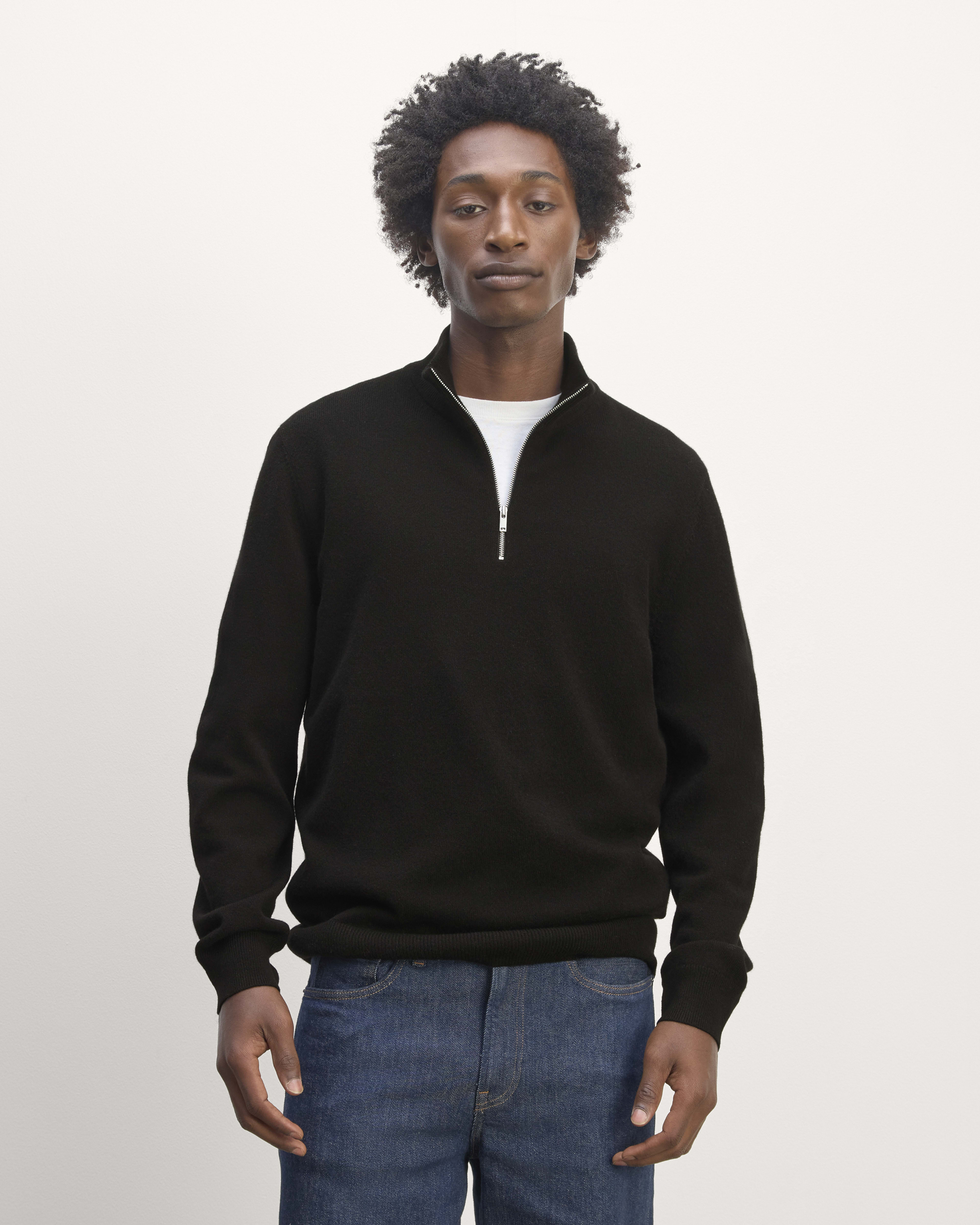 The Quarter Zip in Cashmere Black Everlane