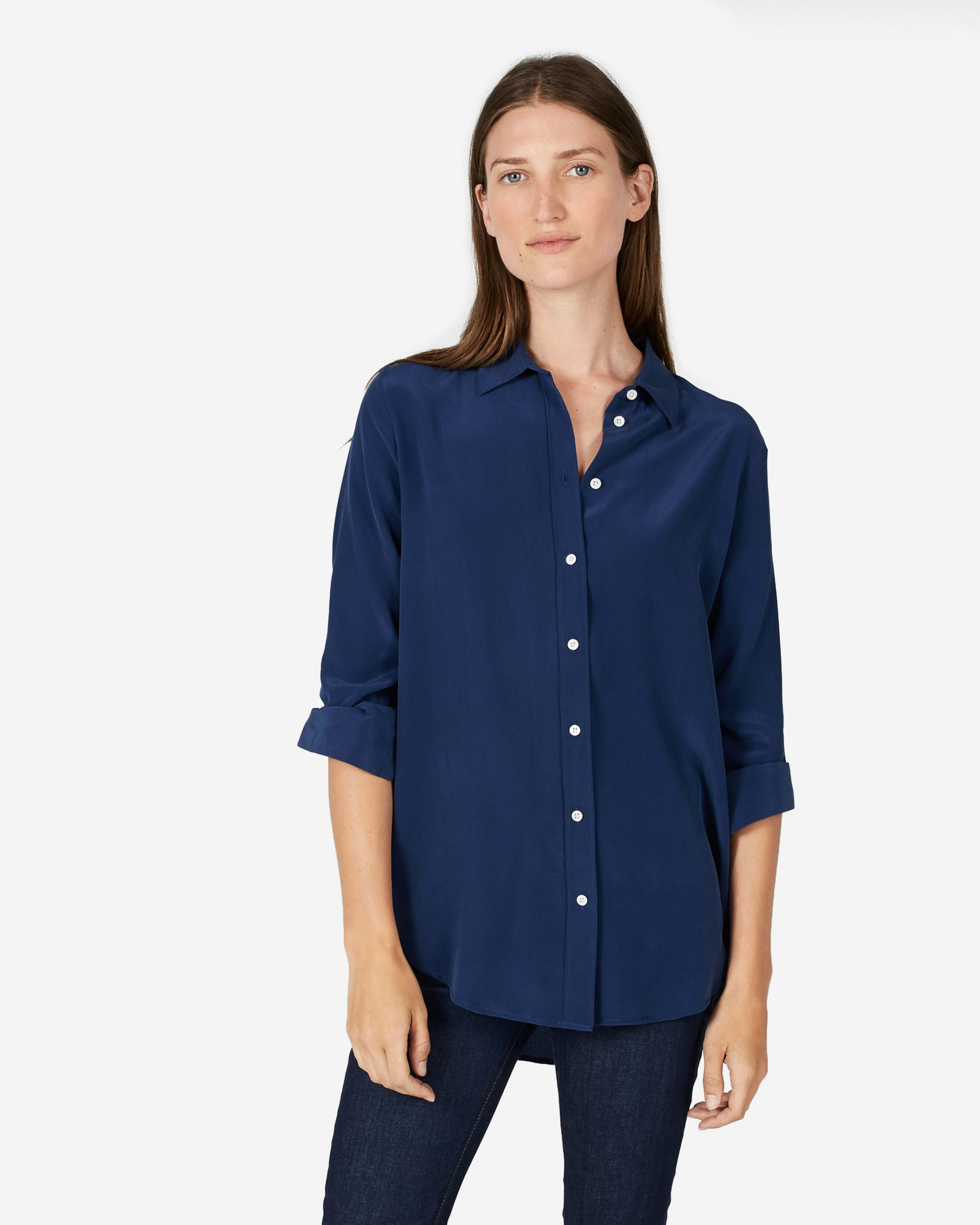 The Relaxed Silk Shirt Royal Blue – Everlane