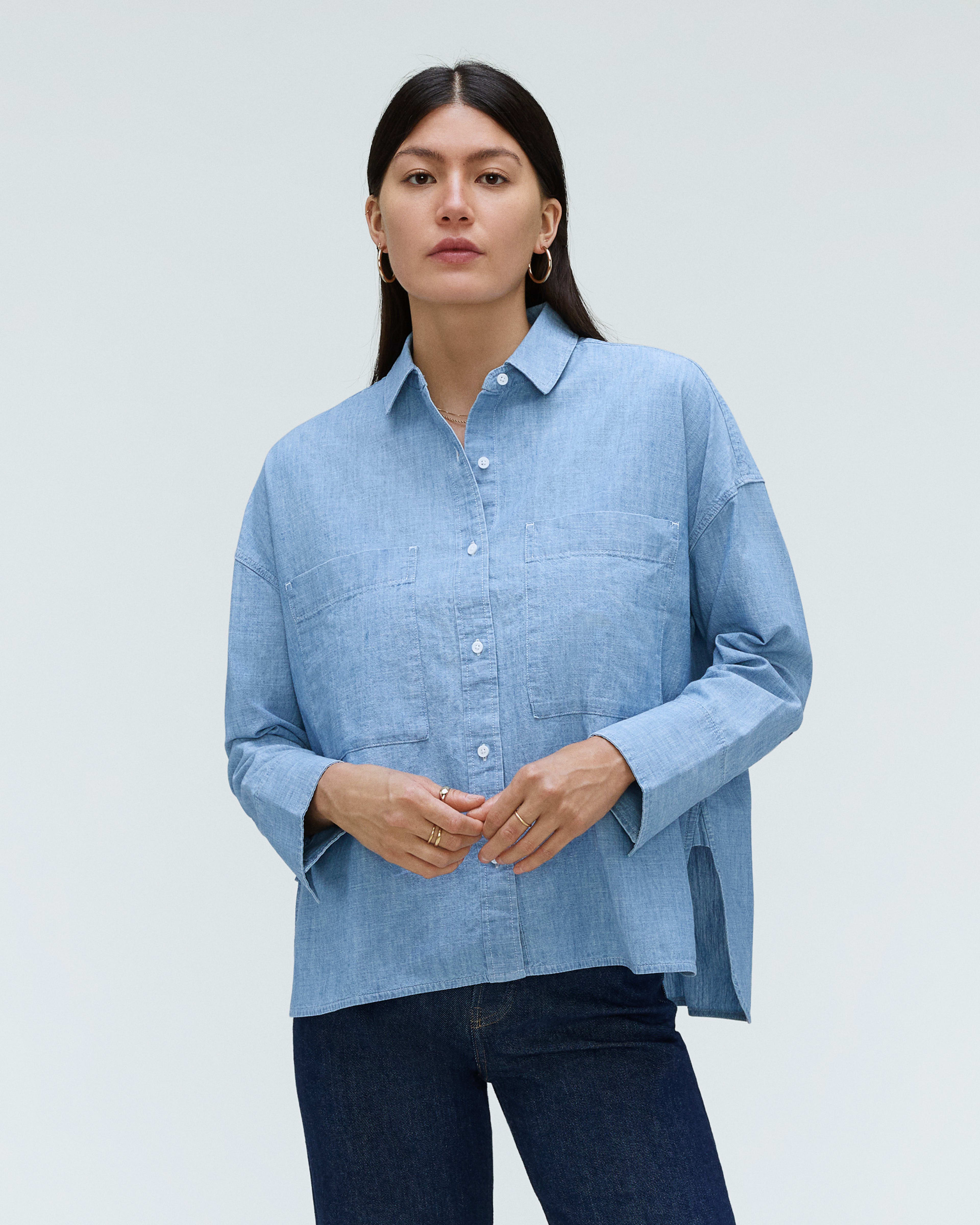 The ReChambray Boxy Shirt Mid ReChambray Everlane