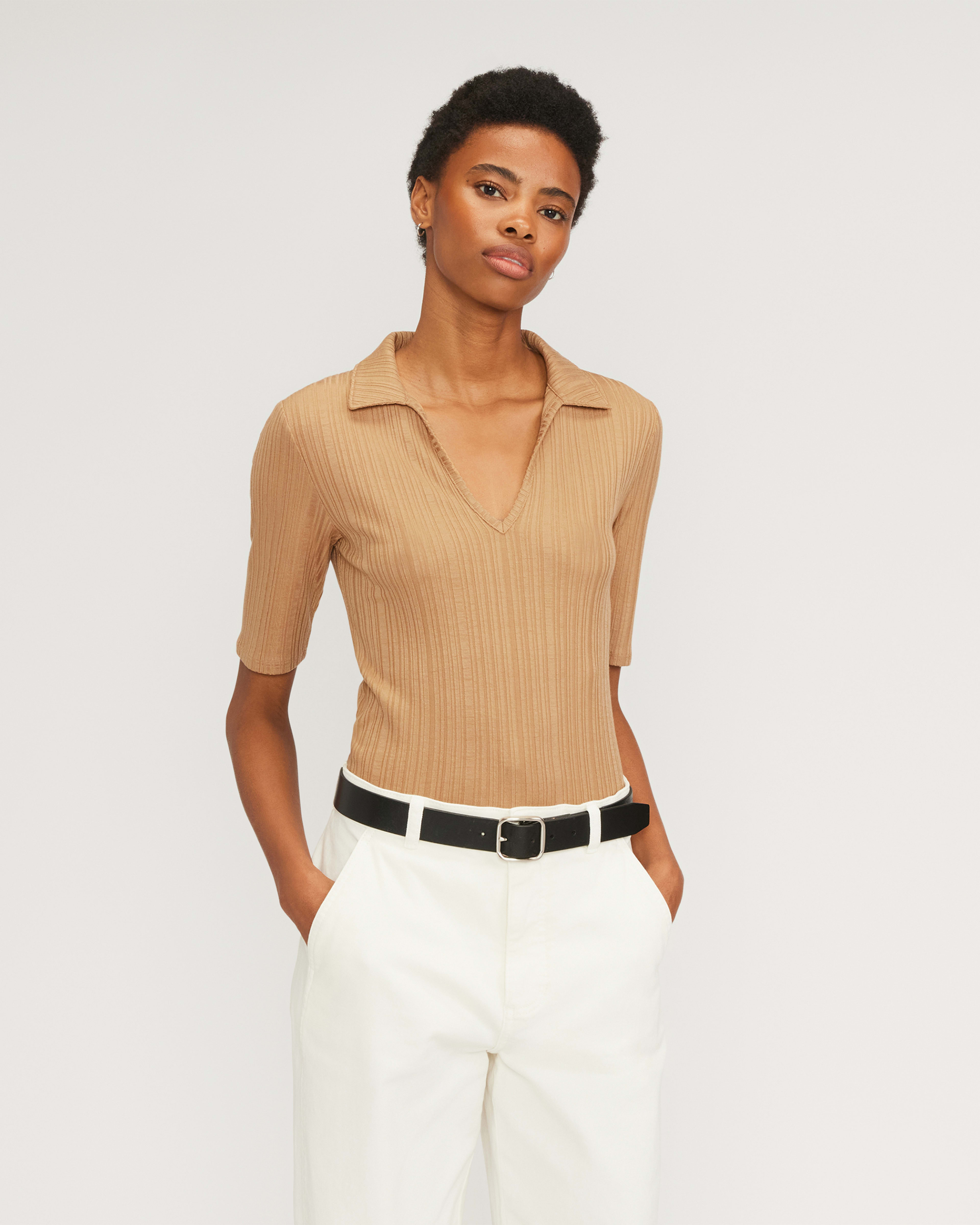 Beige polo shirt womens new arrivals