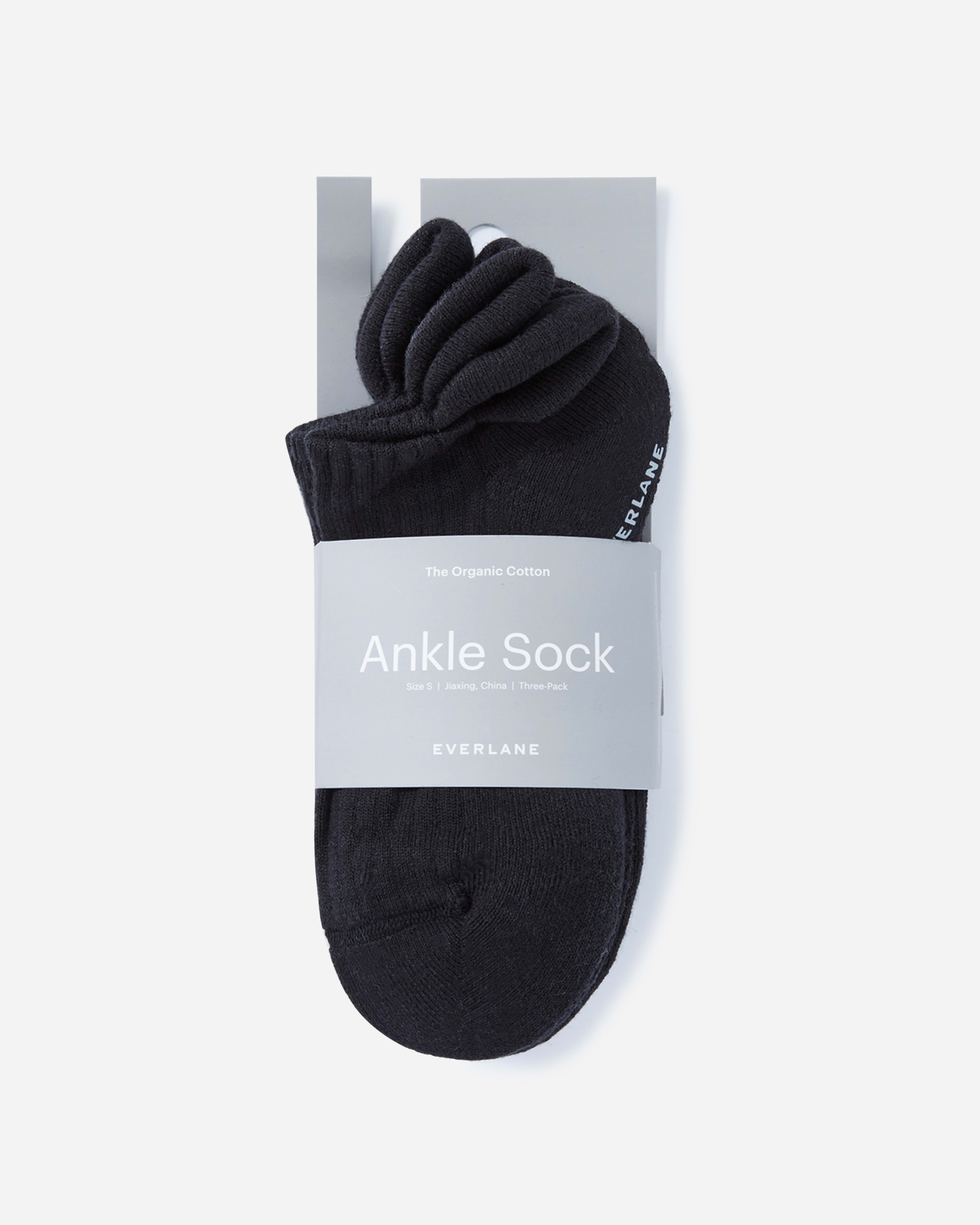 The Organic Cotton Ankle Sock 3Pack Black Everlane