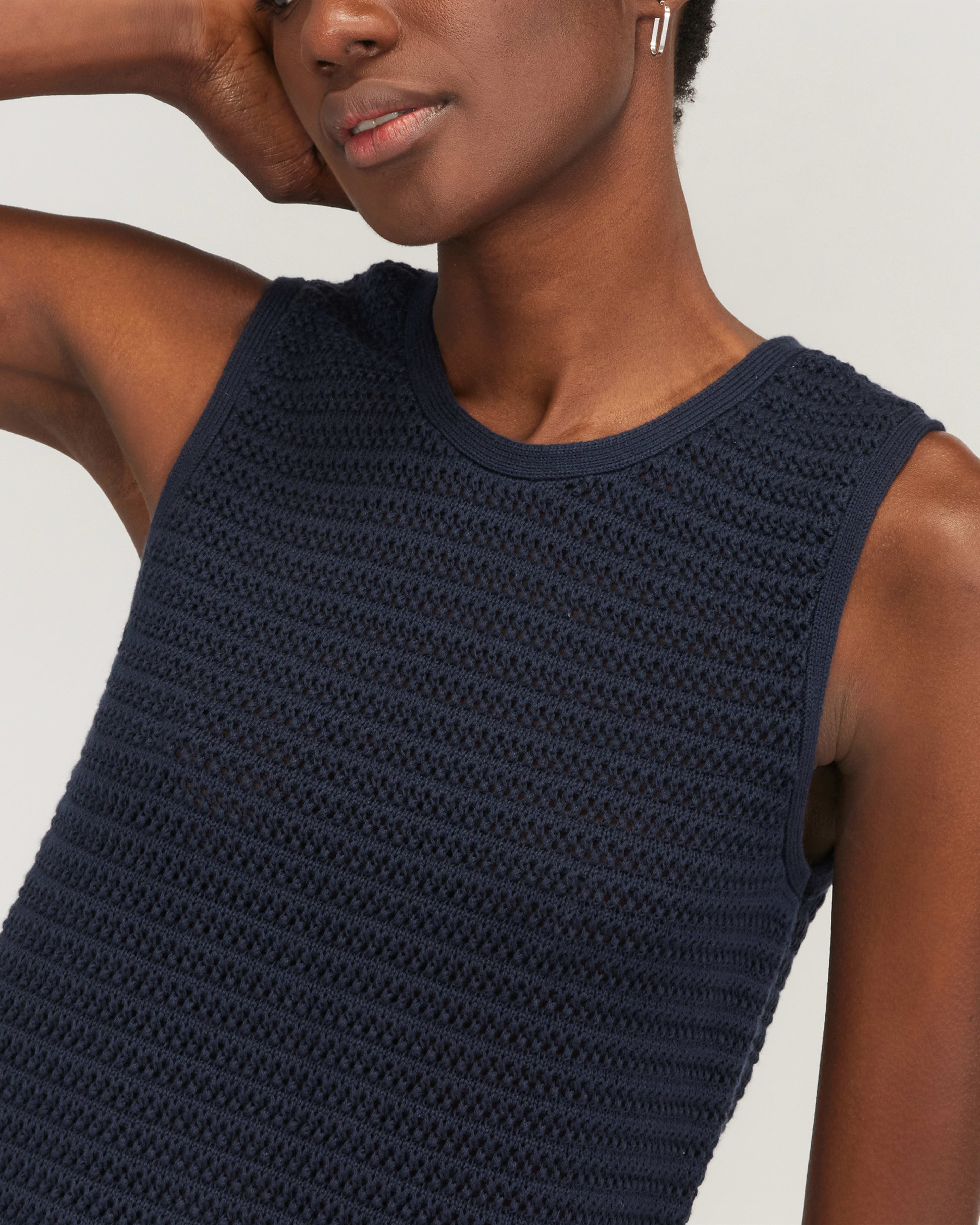 The Crochet Knit Cami Navy Everlane