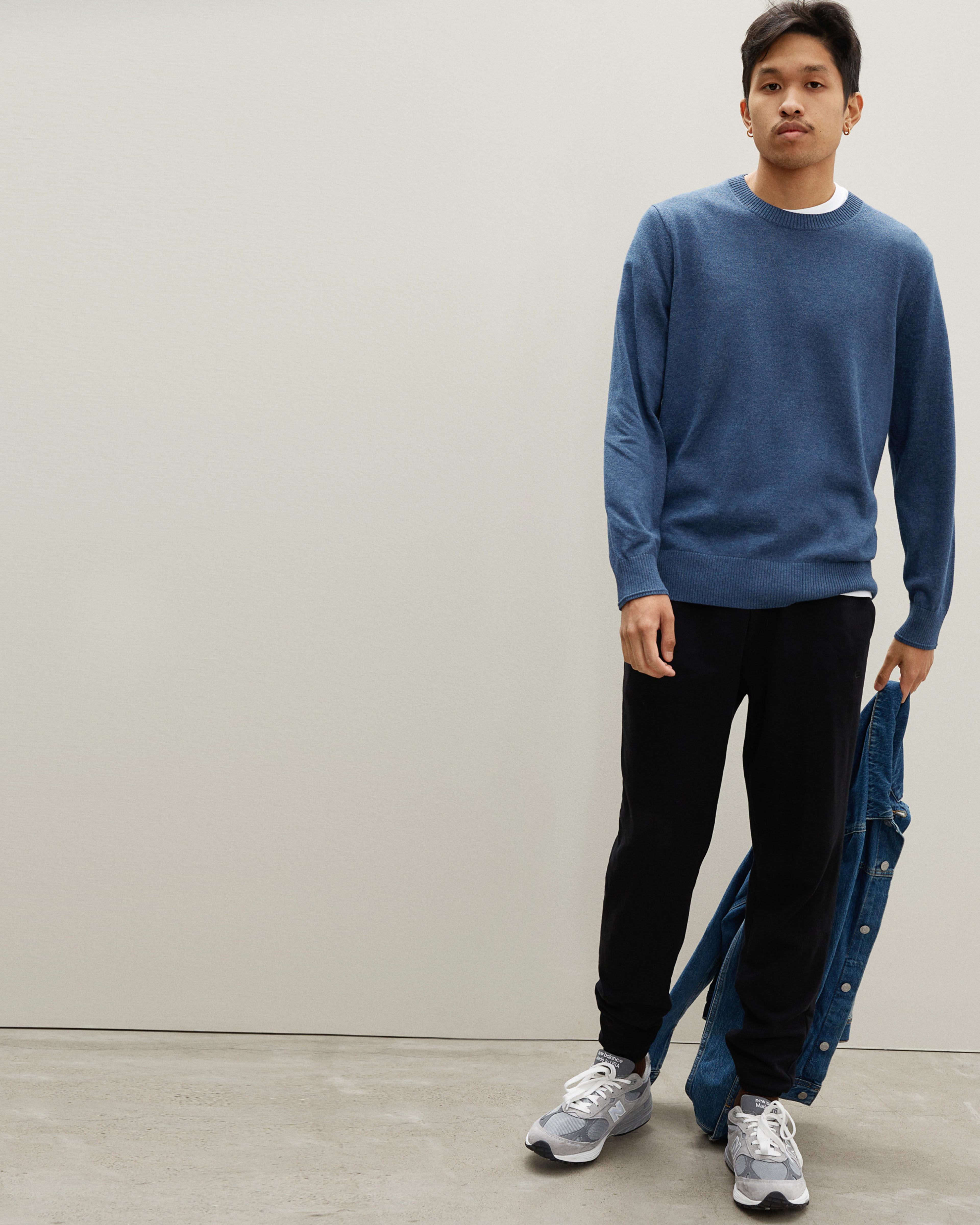 The NoSweat Sweater Uniform Heathered Navy Everlane