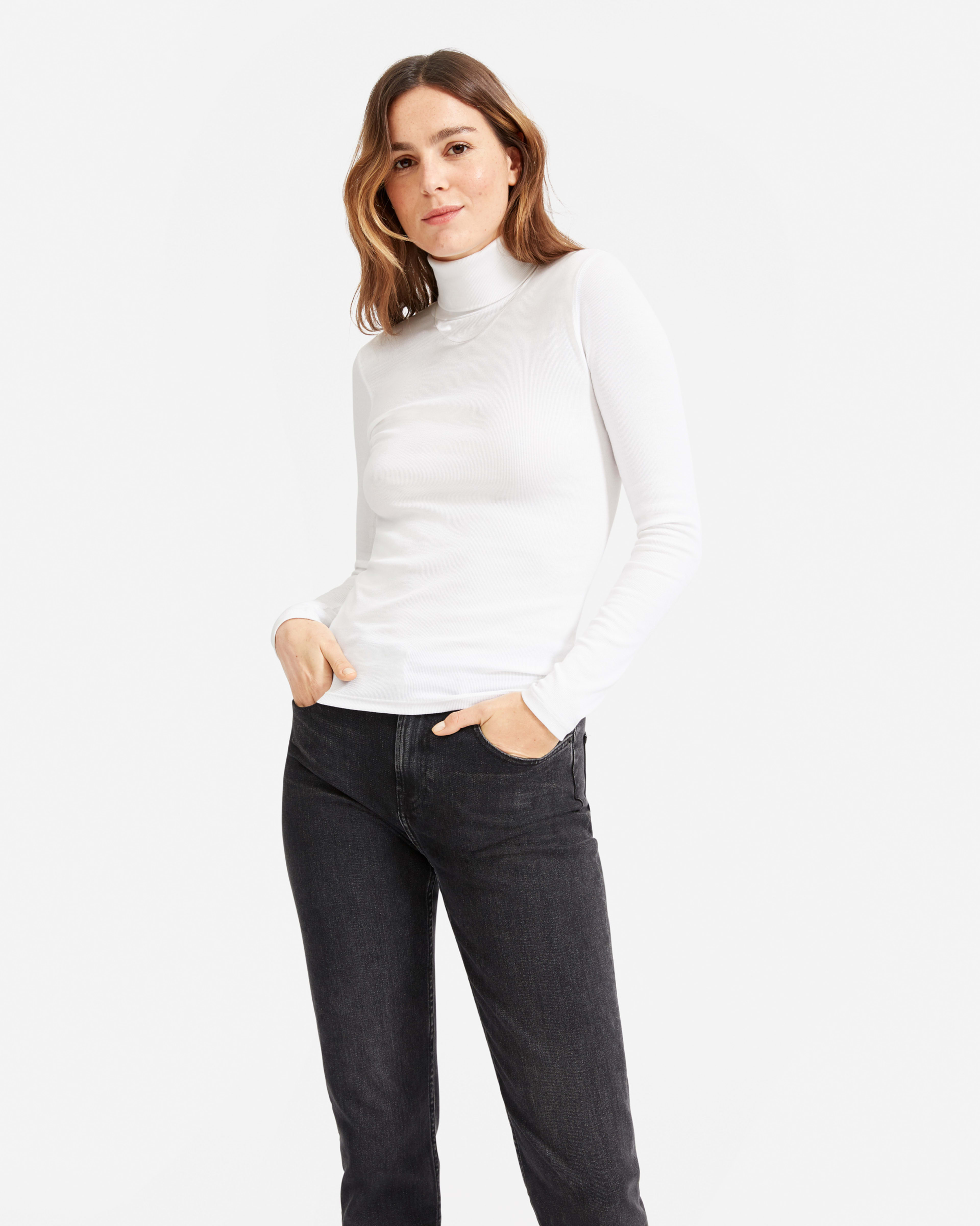 The Luxe Micro Rib Turtleneck White Everlane