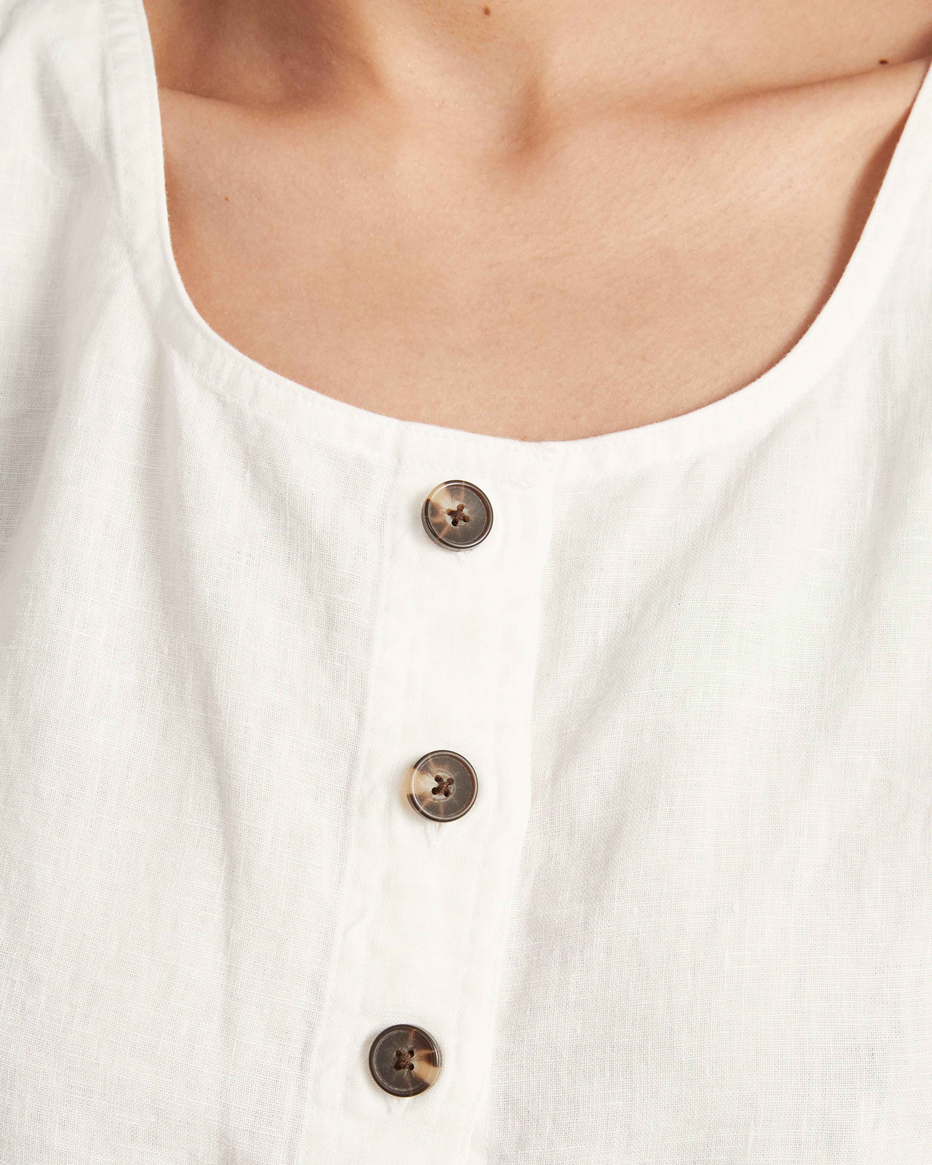 The Linen Button-Front Crop Tank White – Everlane