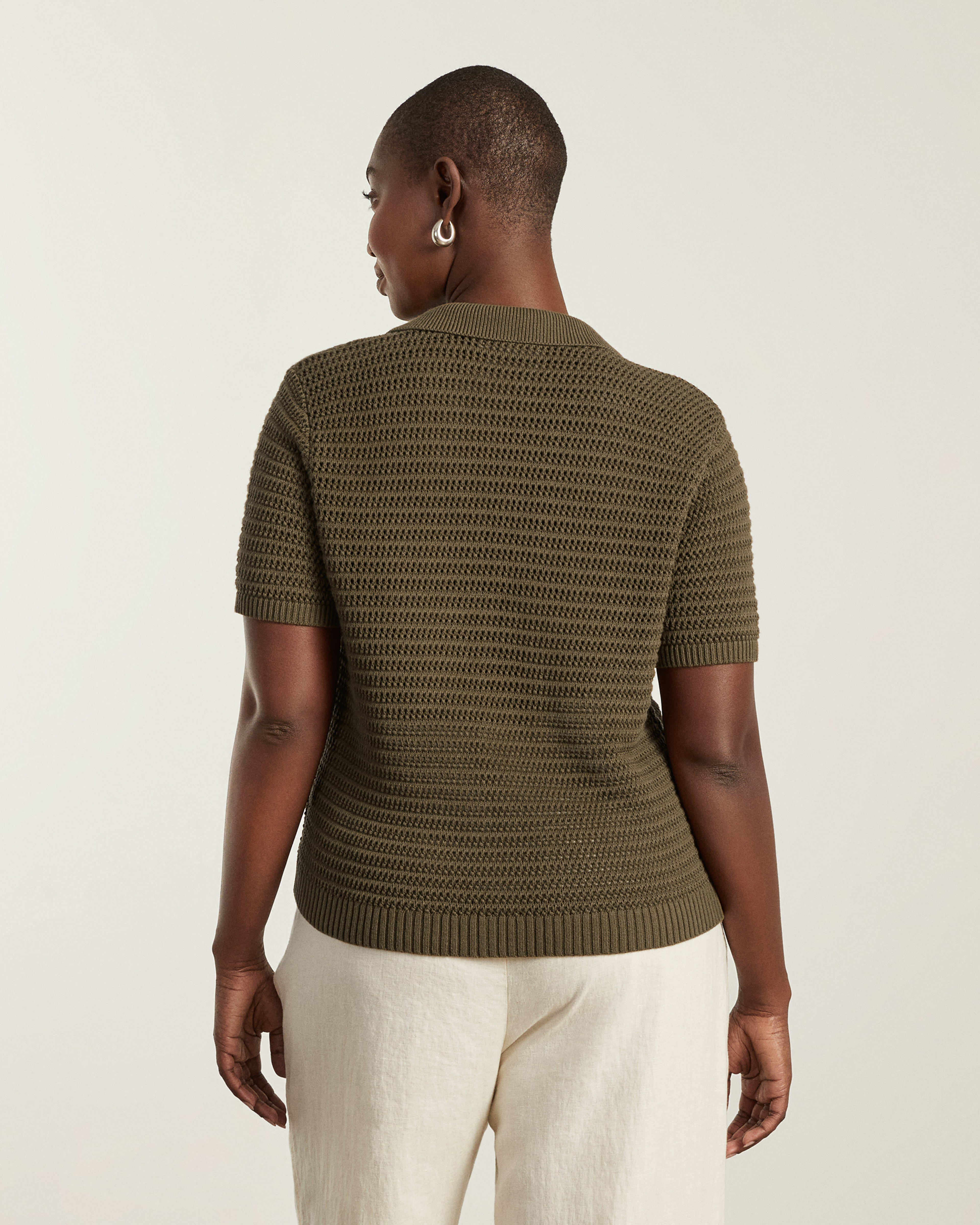 The Crochet Knit Polo Beech Everlane