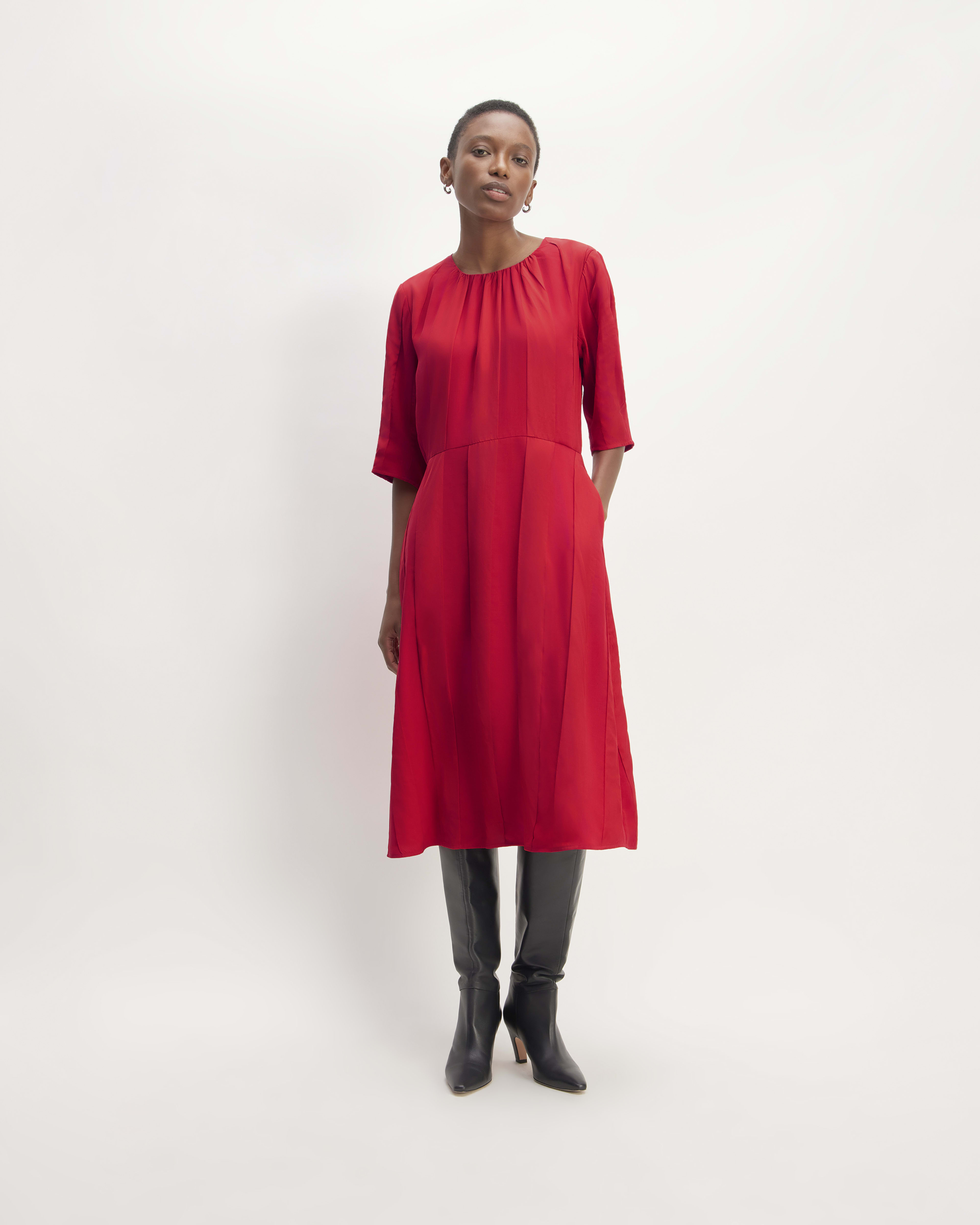 Zara red midi dress new arrivals