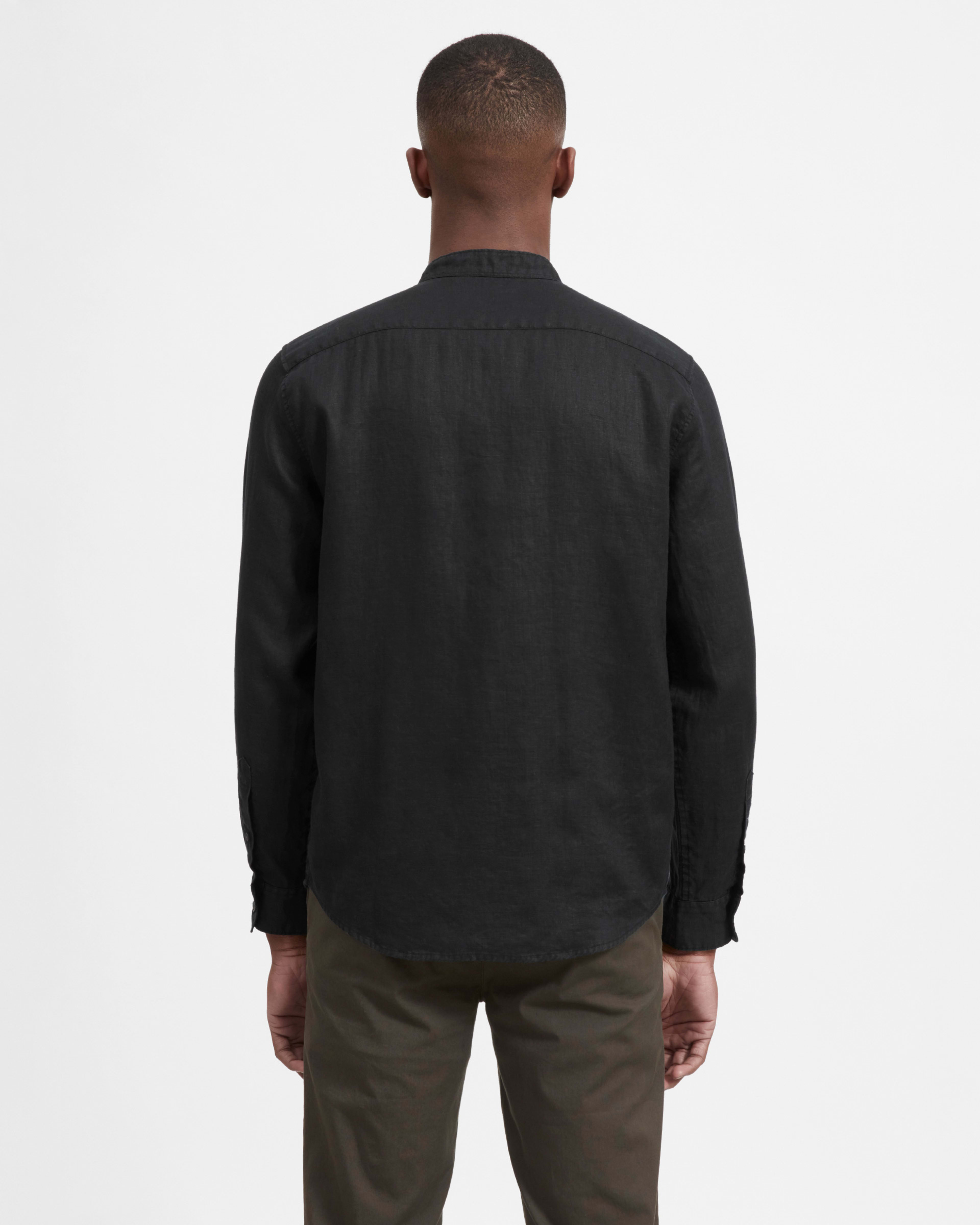 The Linen Band Collar Shirt Black – Everlane