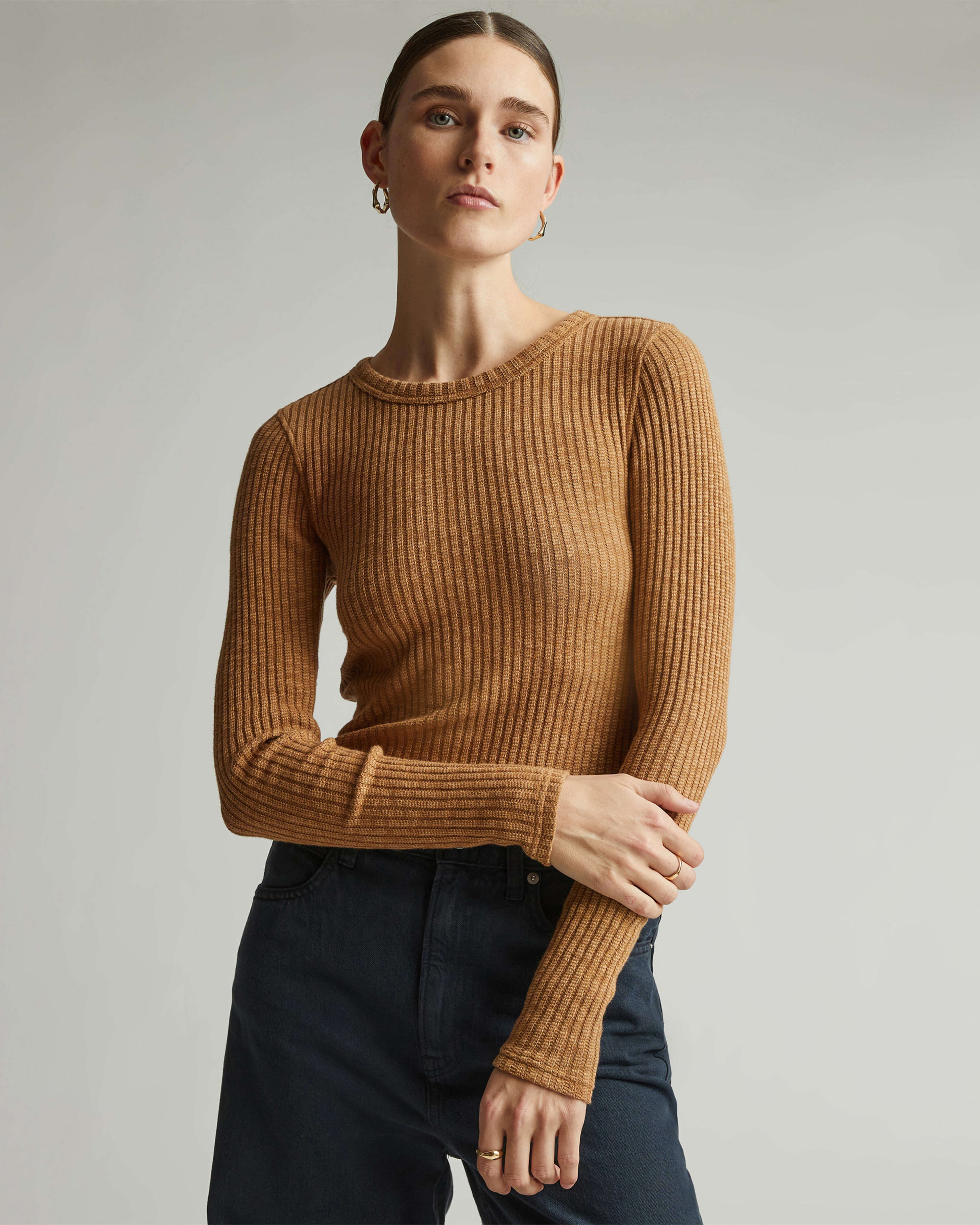 The Cozy Rib Long Sleeve Tee Cappuccino Everlane