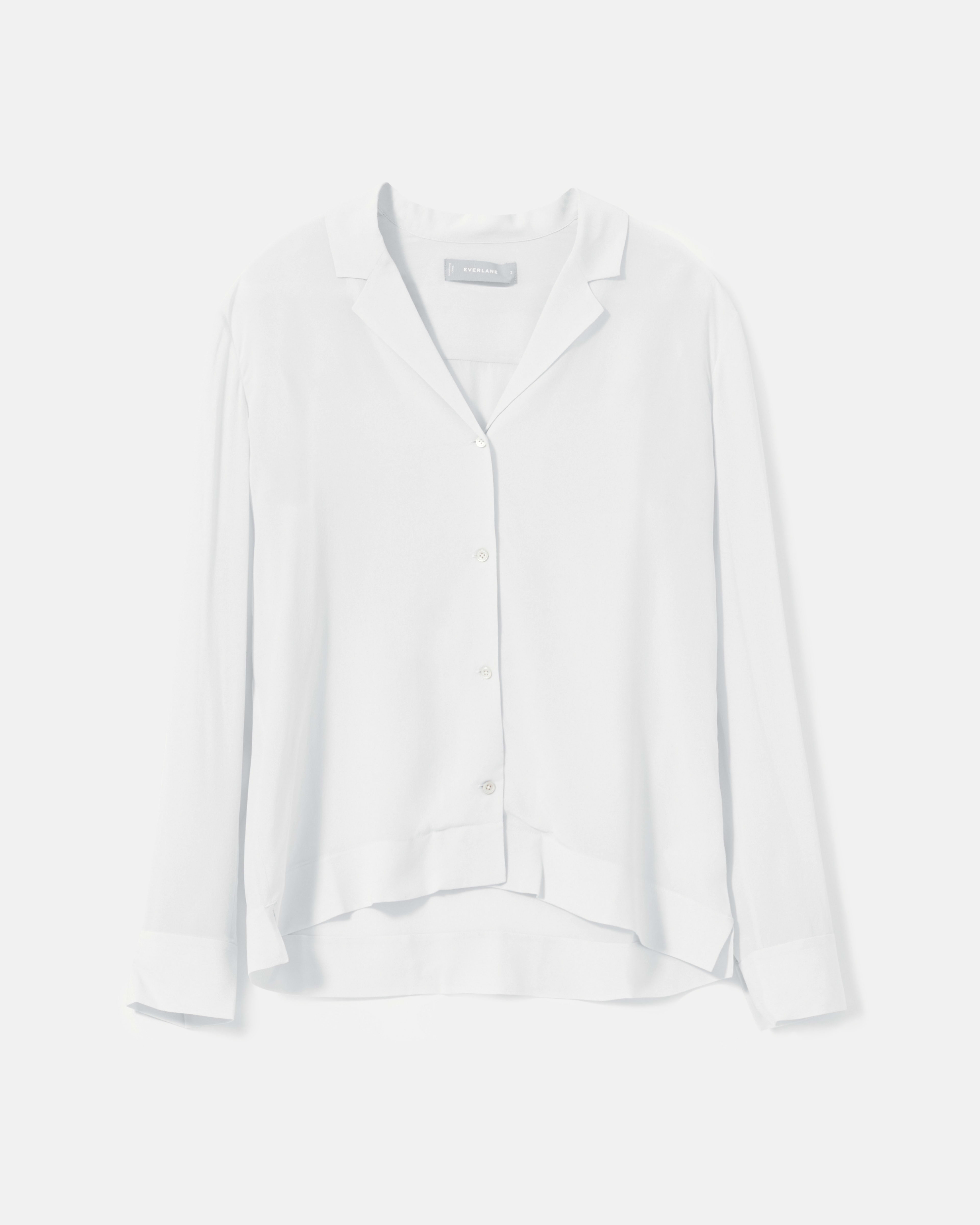 The Clean Silk Notch Shirt Grey White – Everlane
