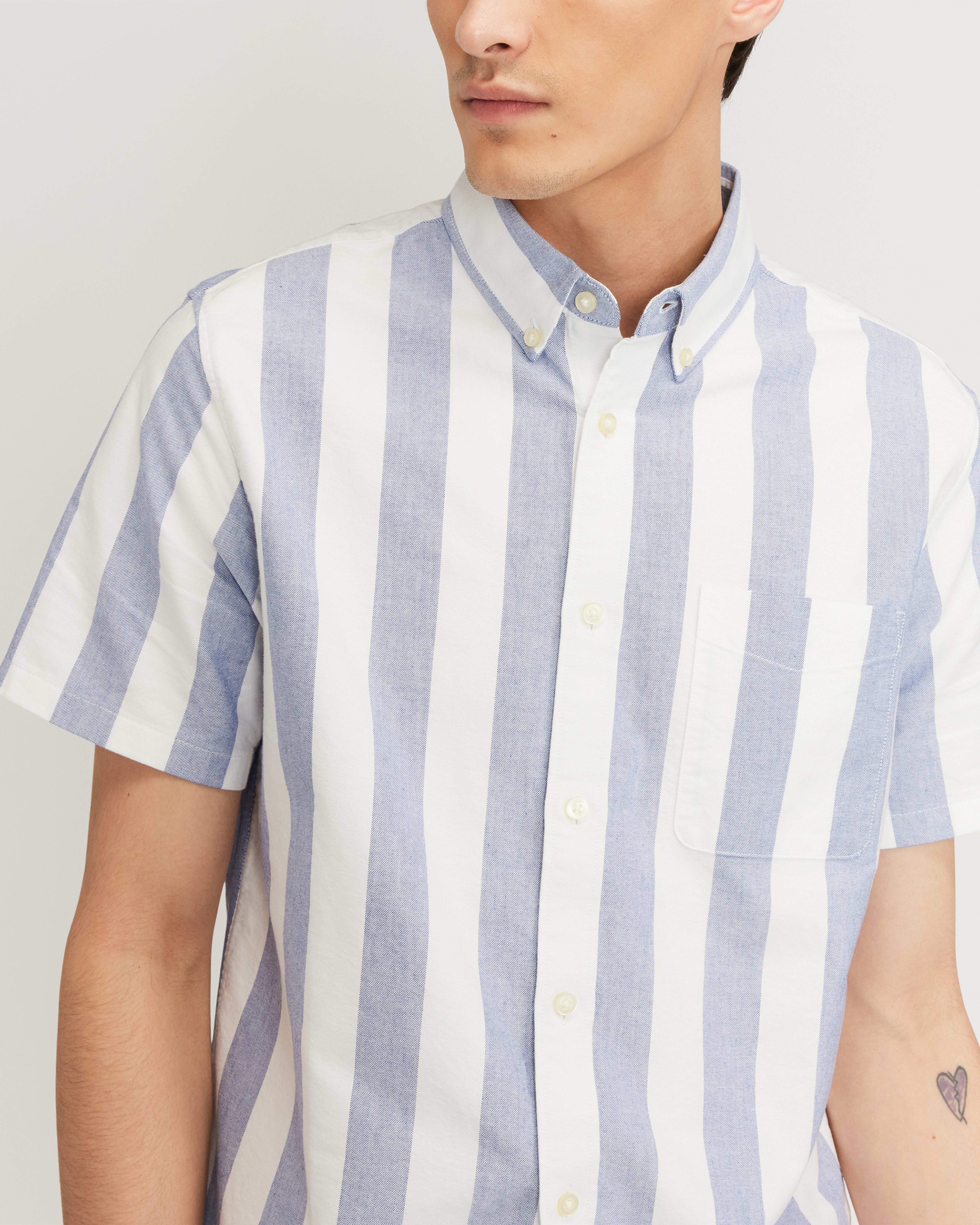 The Organic Short Sleeve Oxford Shirt Mazarine Blue / Bone Everlane