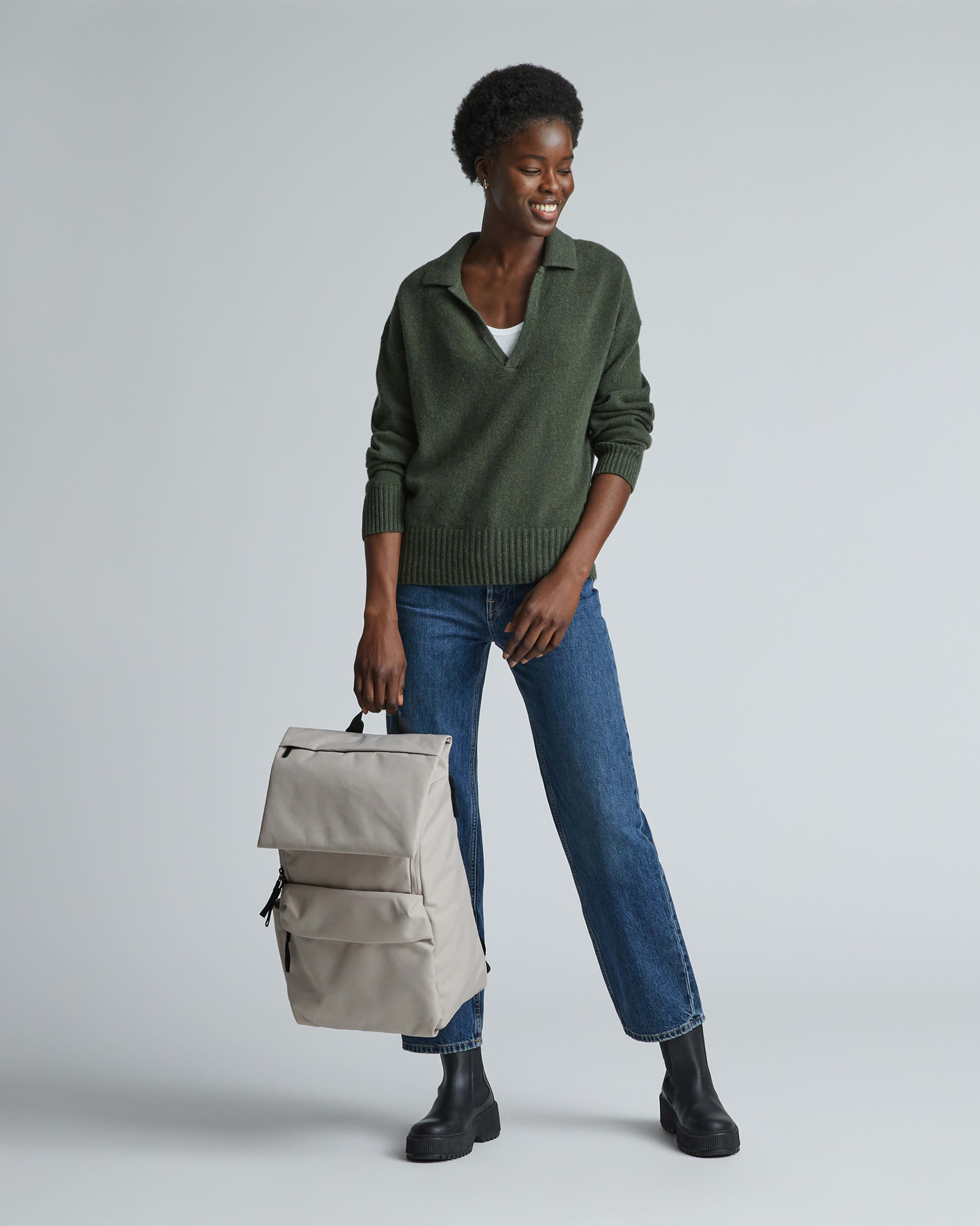 The ReNew Transit Backpack Warm Quartz Everlane