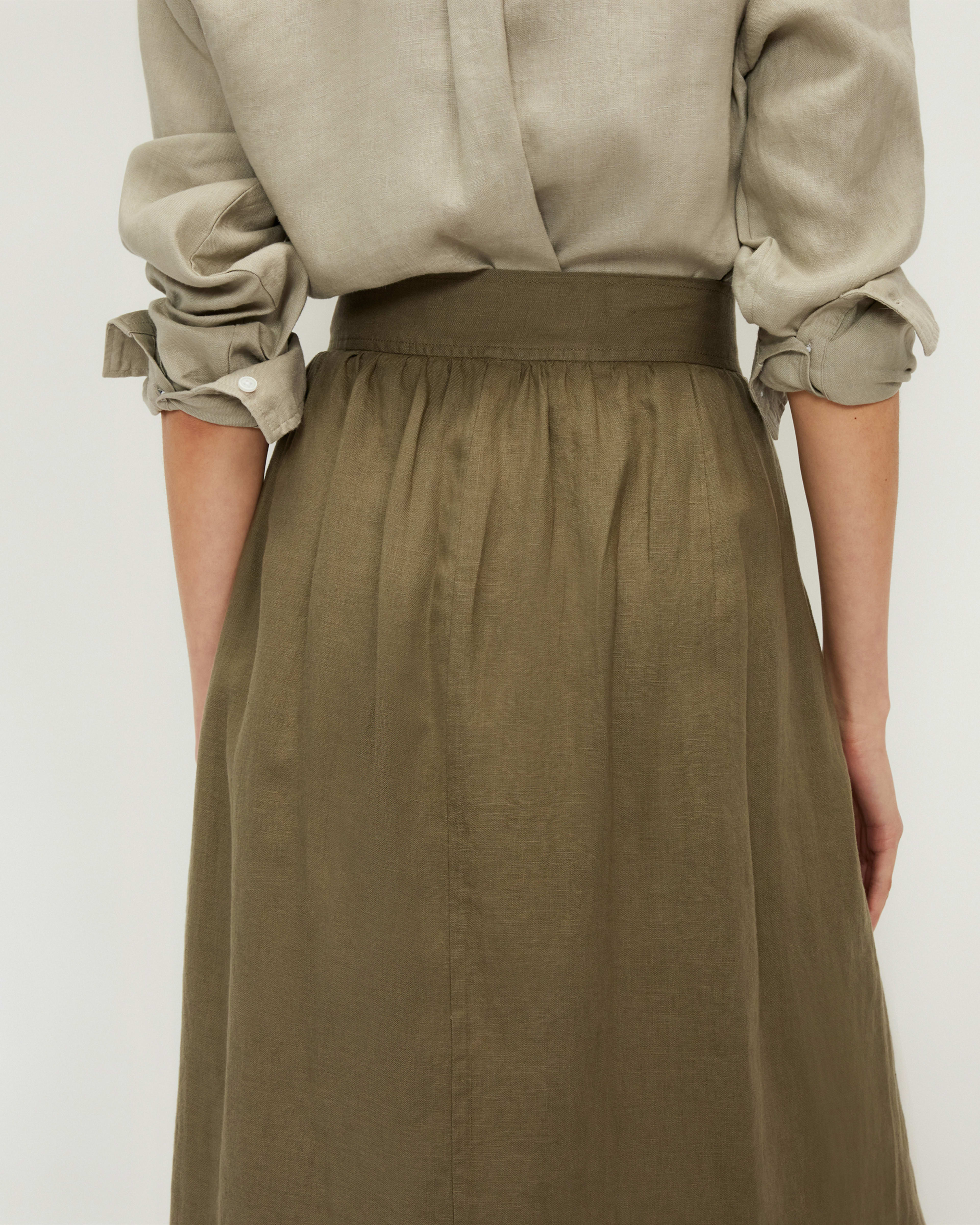 Black Colour - Bcmelina Linen Wrap Skirt 41103 - Coffee