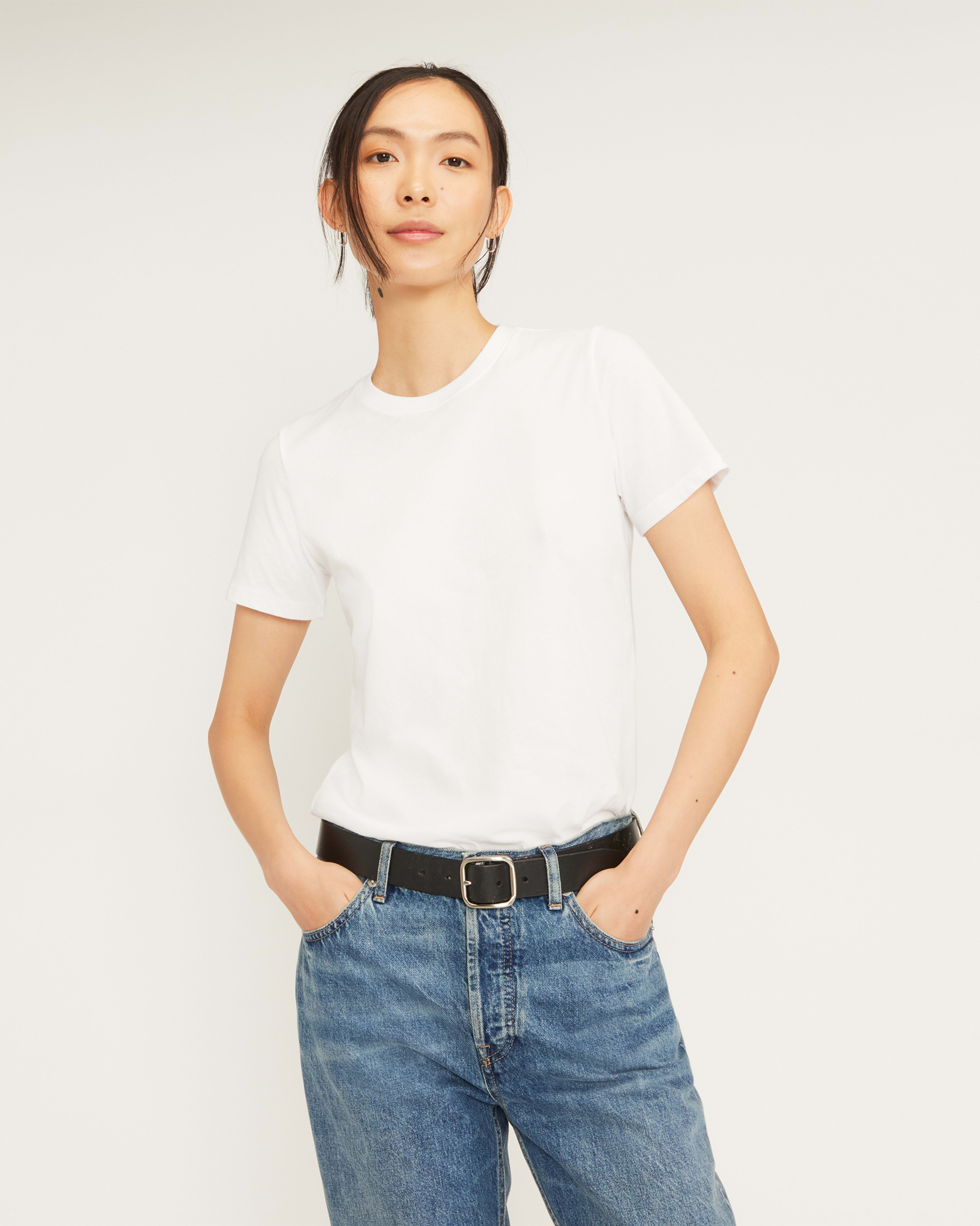 White crew neck t shirt women's sales