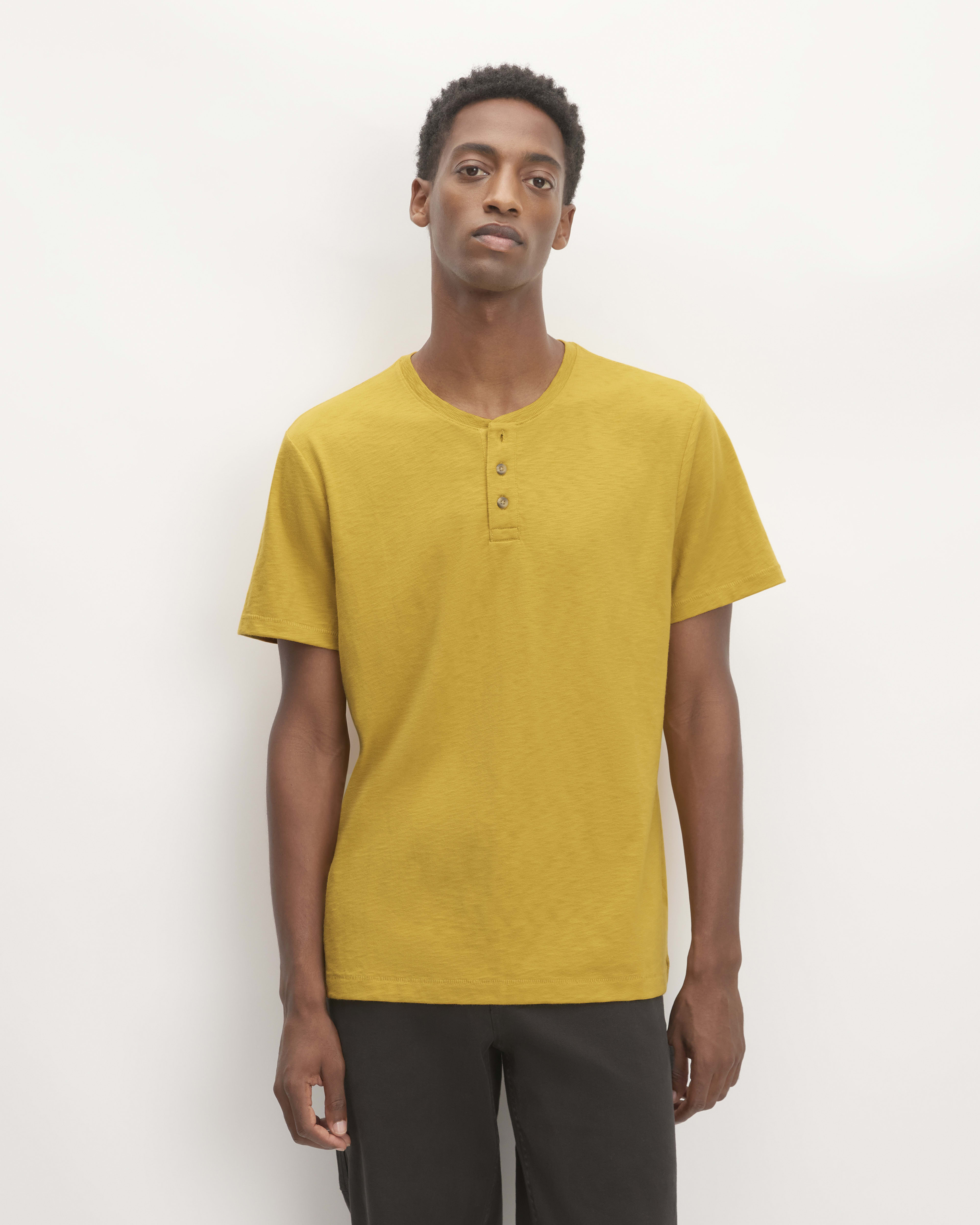 Yellow henley mens top