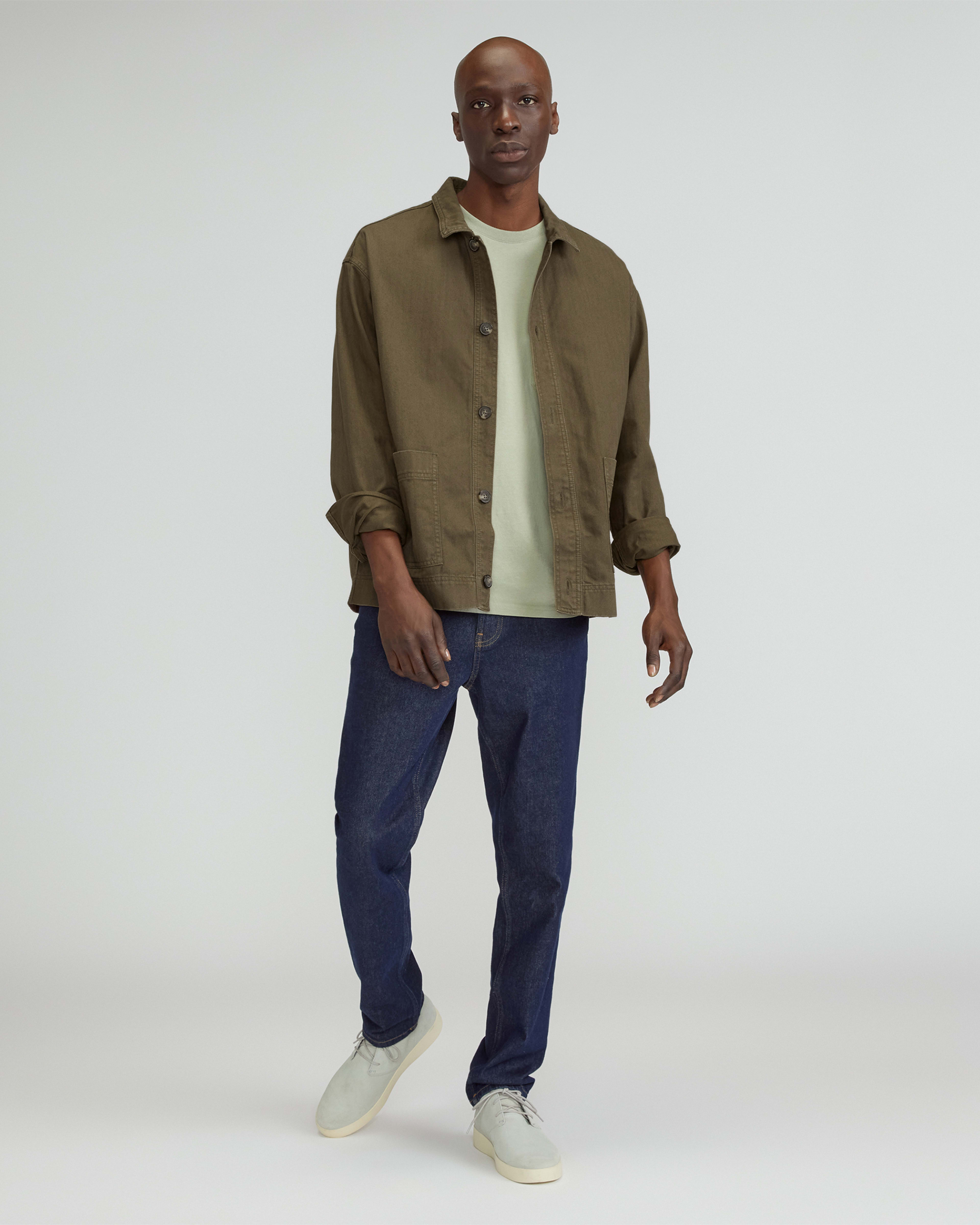 The Organic Cotton Herringbone Utility Jacket Beech Everlane