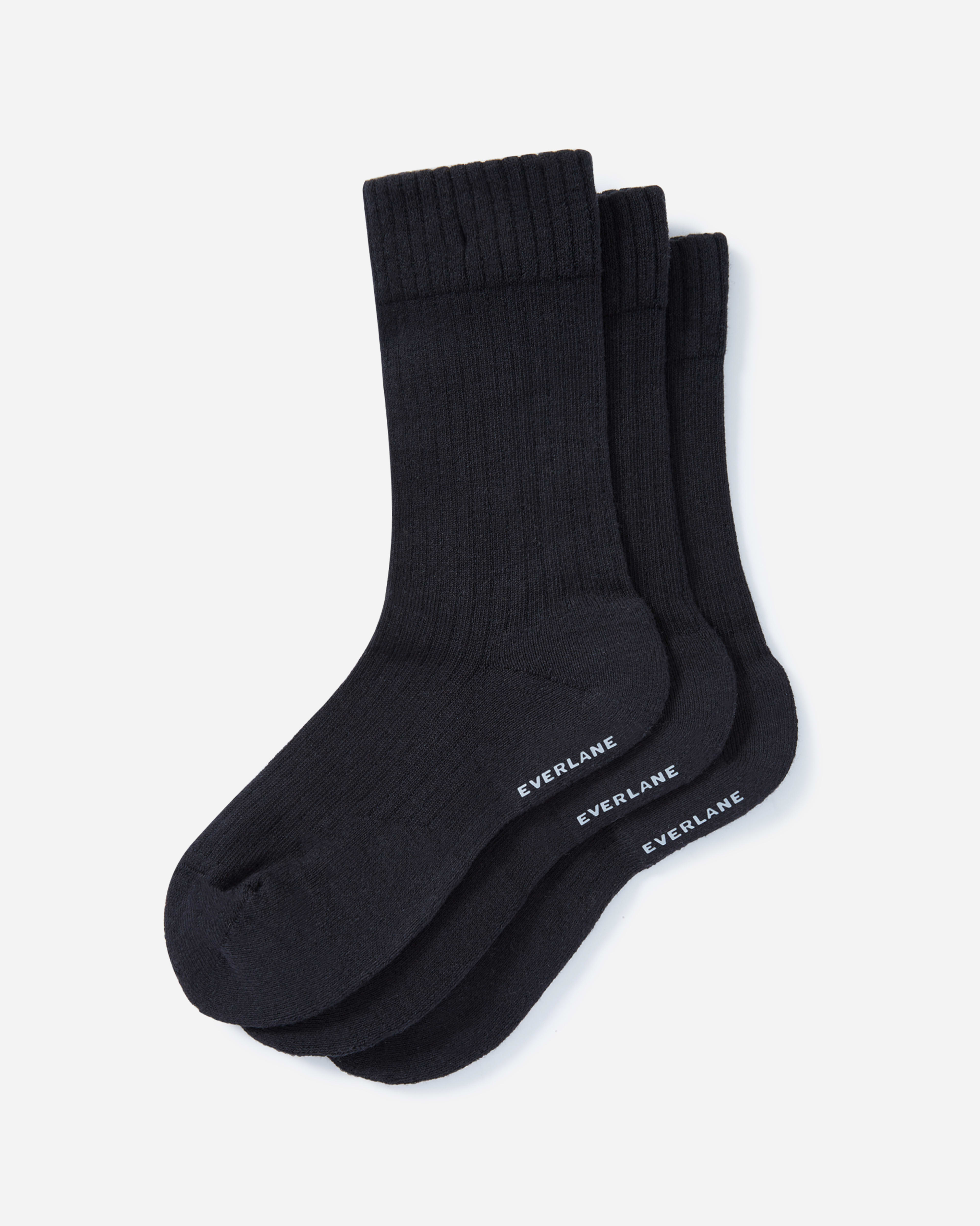 The Organic Cotton Ribbed Crew Sock 3 Pack Black Everlane