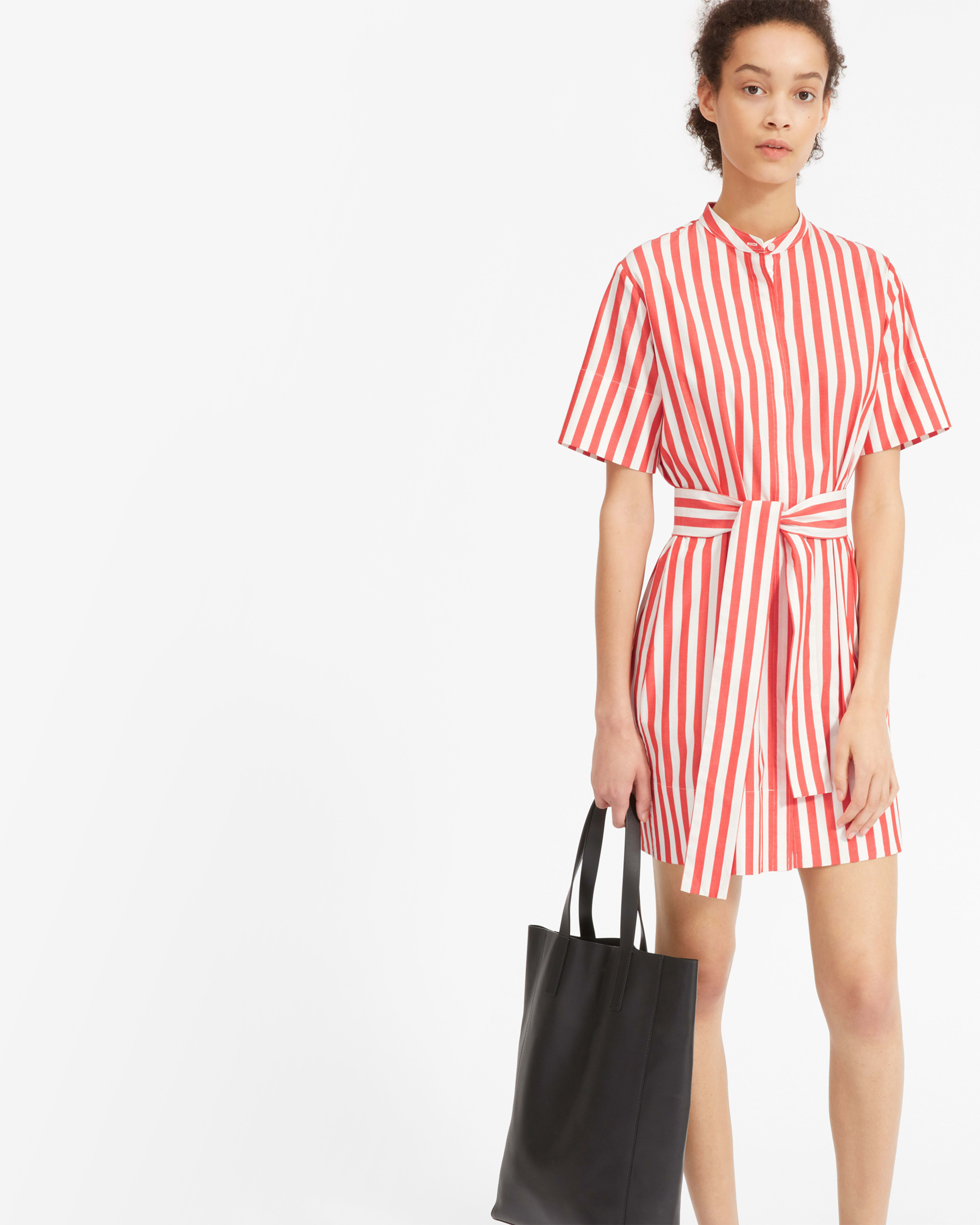 Everlane cotton collarless belted shirt dress clearance