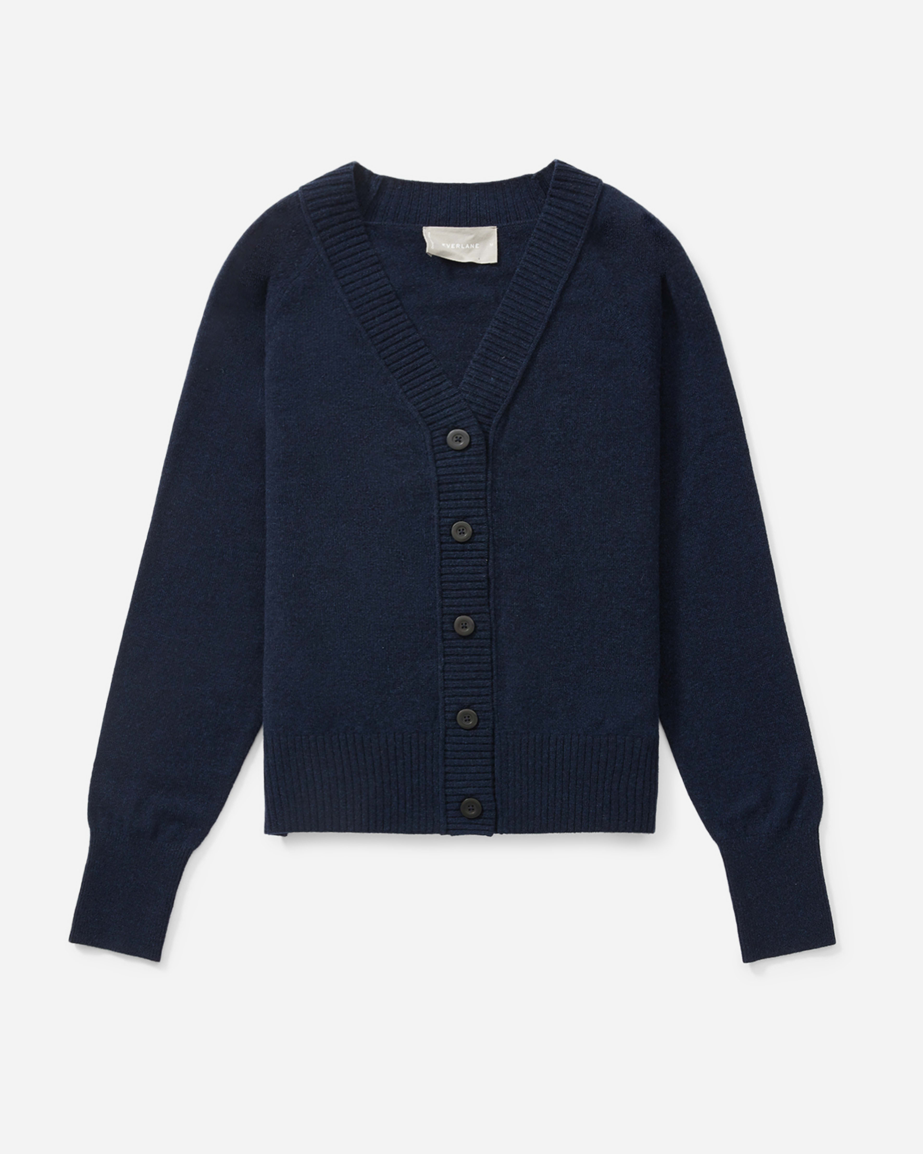 The ReCashmere Varsity Cardigan Heathered Ink Everlane