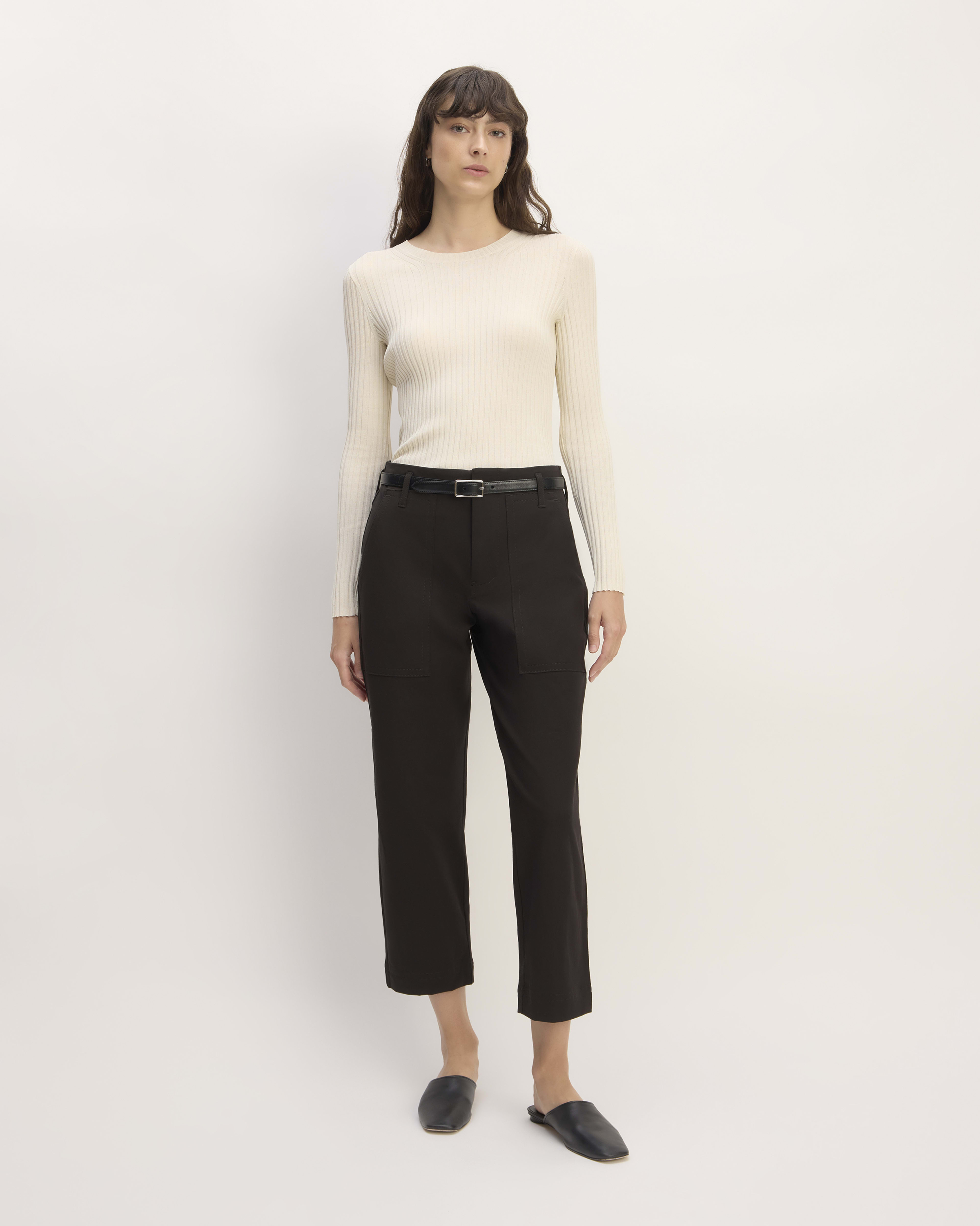 Everlane The Side Zip Work Pant Womens Size 10 Black High Rise