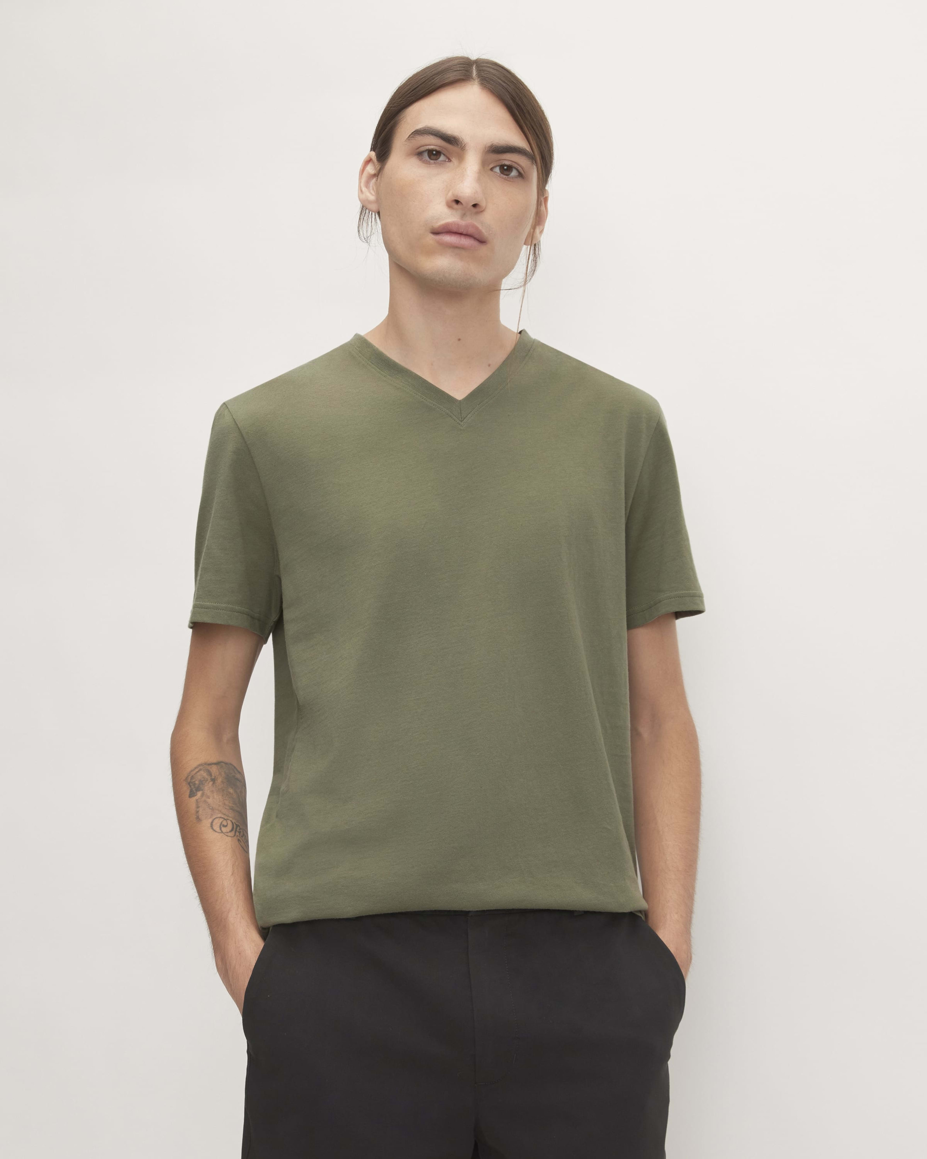 Olive v neck t shirt best sale