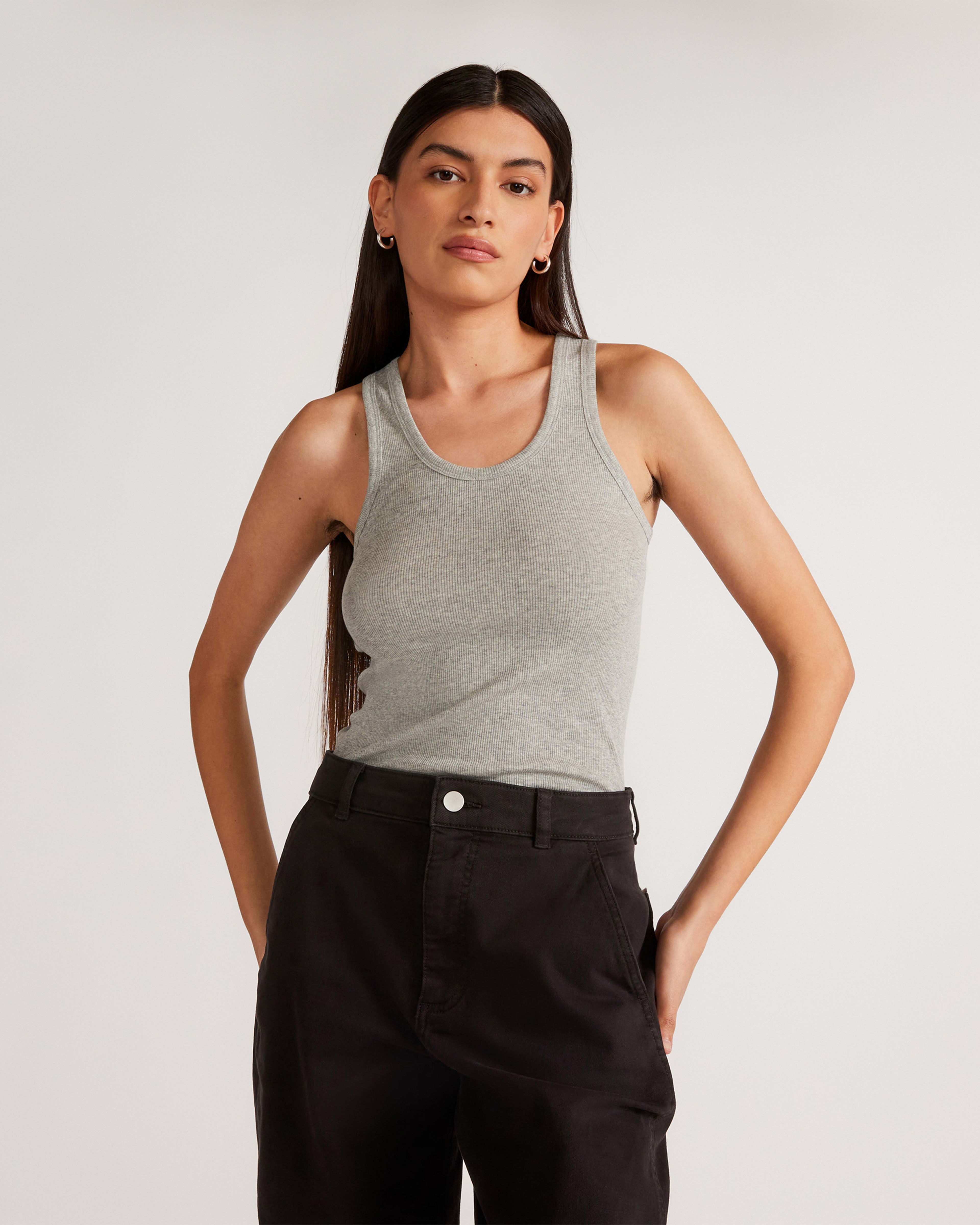 The Luxe Micro-Rib Tank Heathered Grey – Everlane