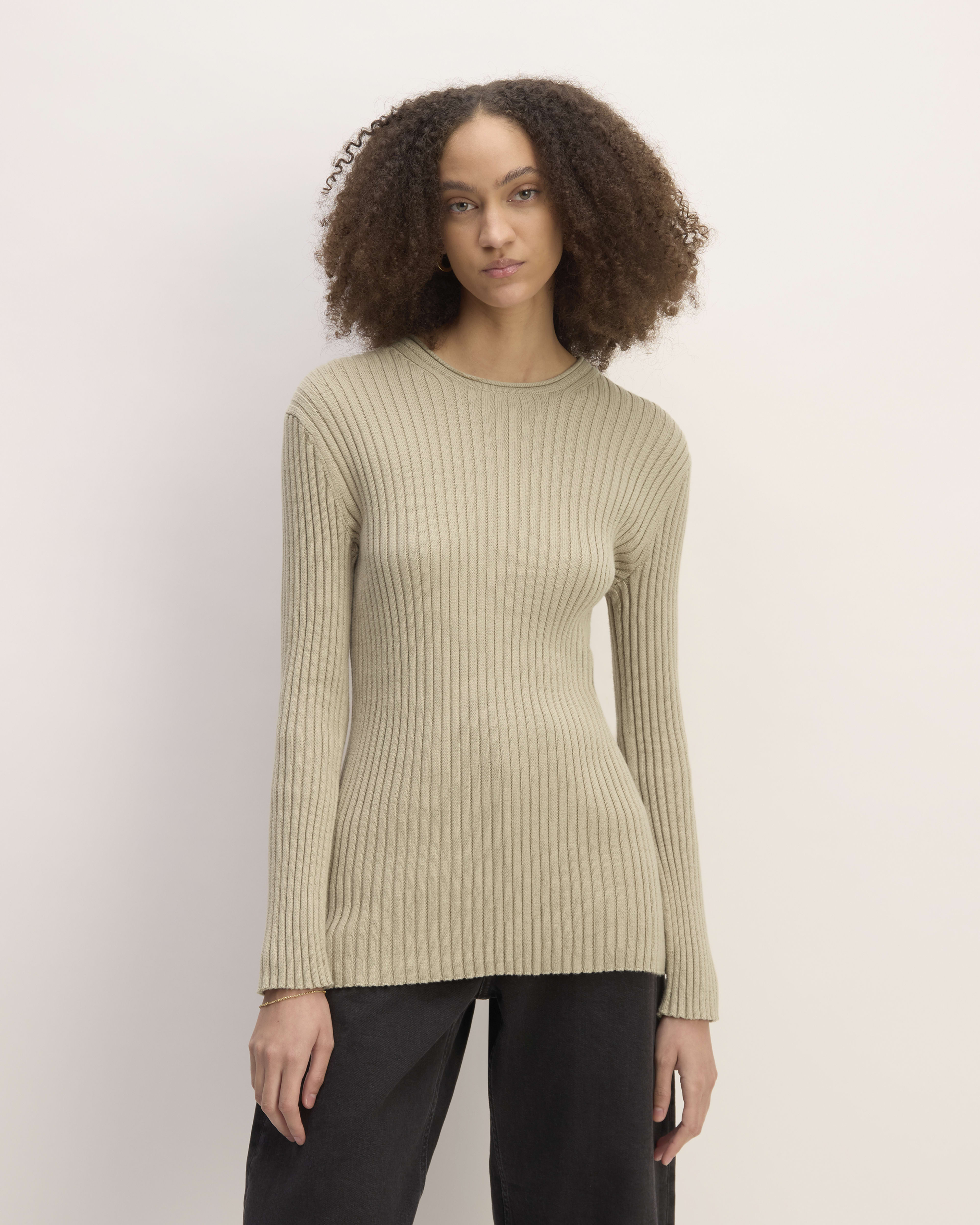The Cotton Rib Crew Trench Coat Khaki Everlane