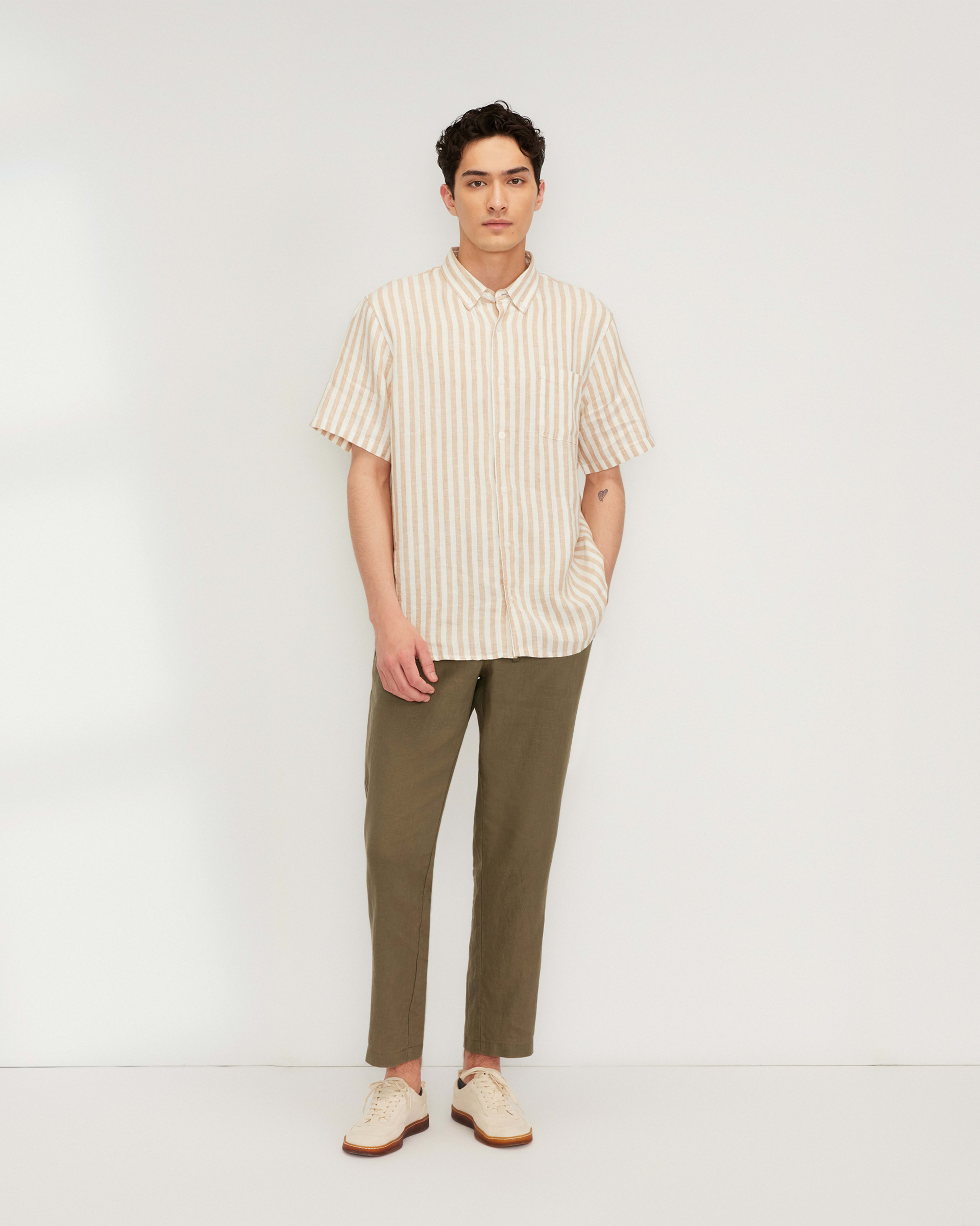 The Linen Short-Sleeve Standard Fit Shirt Bone / Caramel – Everlane
