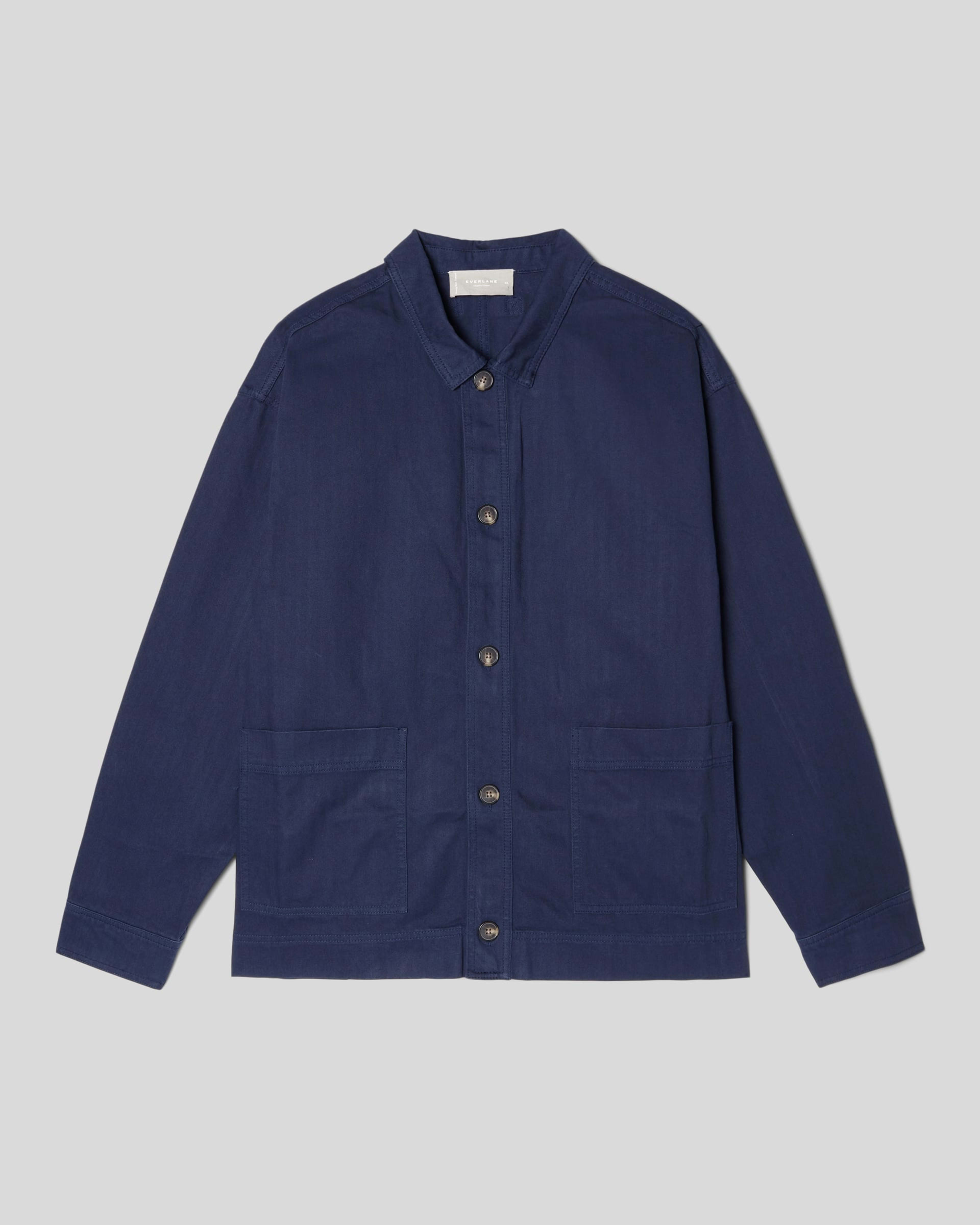 The Organic Cotton Herringbone Utility Jacket Navy Everlane