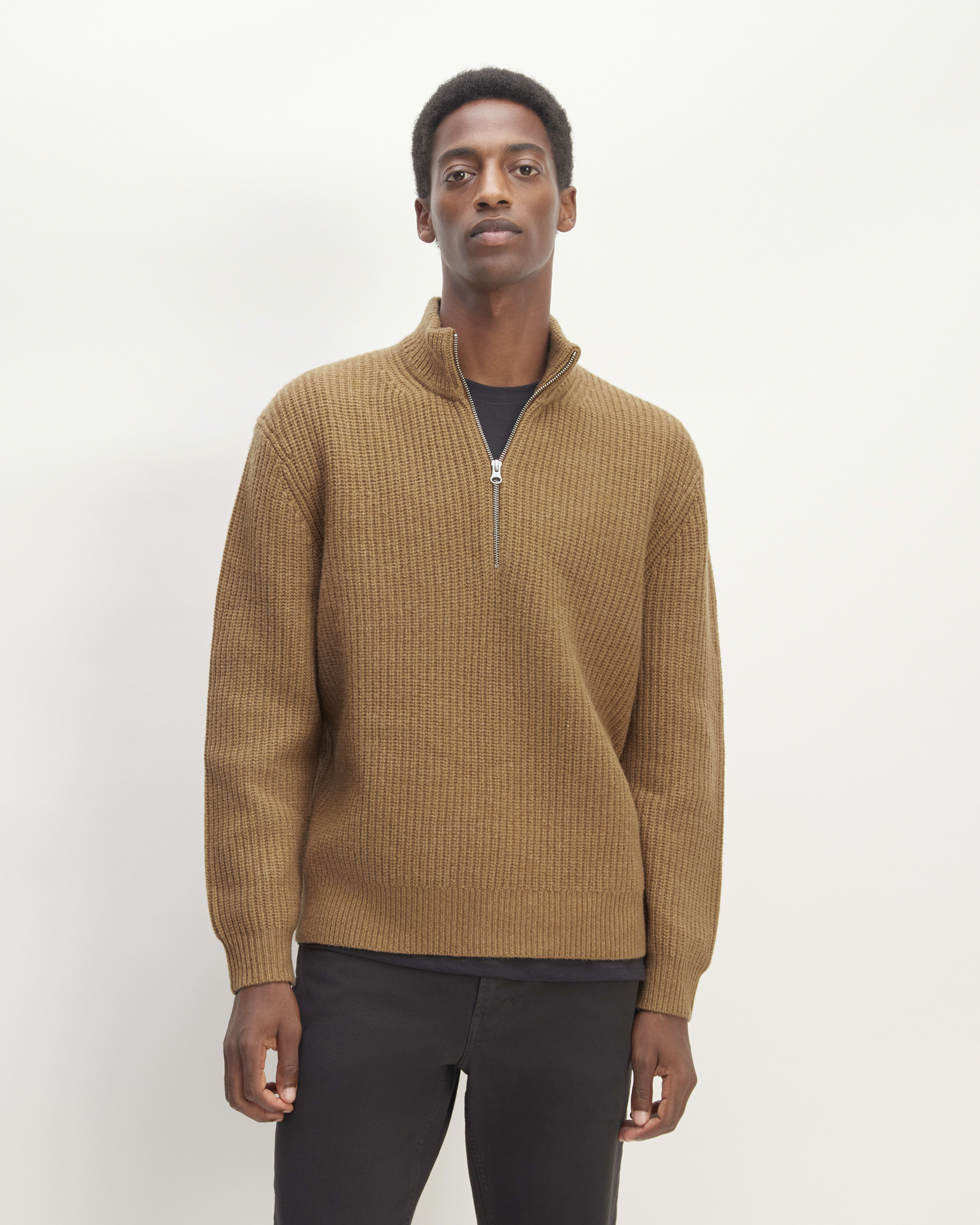 The Felted Merino Half-Zip Sweater Deep Camel – Everlane