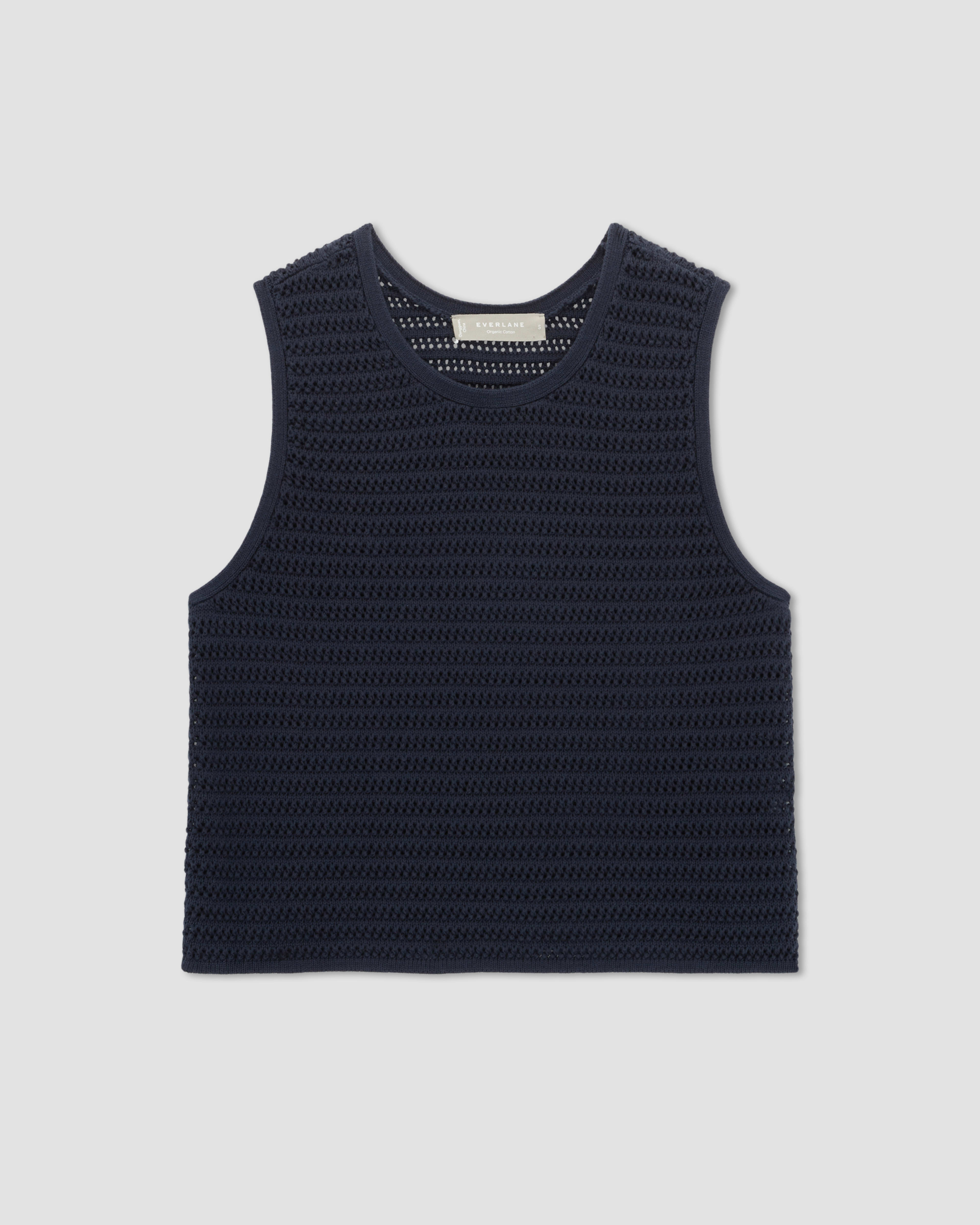 The Crochet Knit Cami Navy Everlane